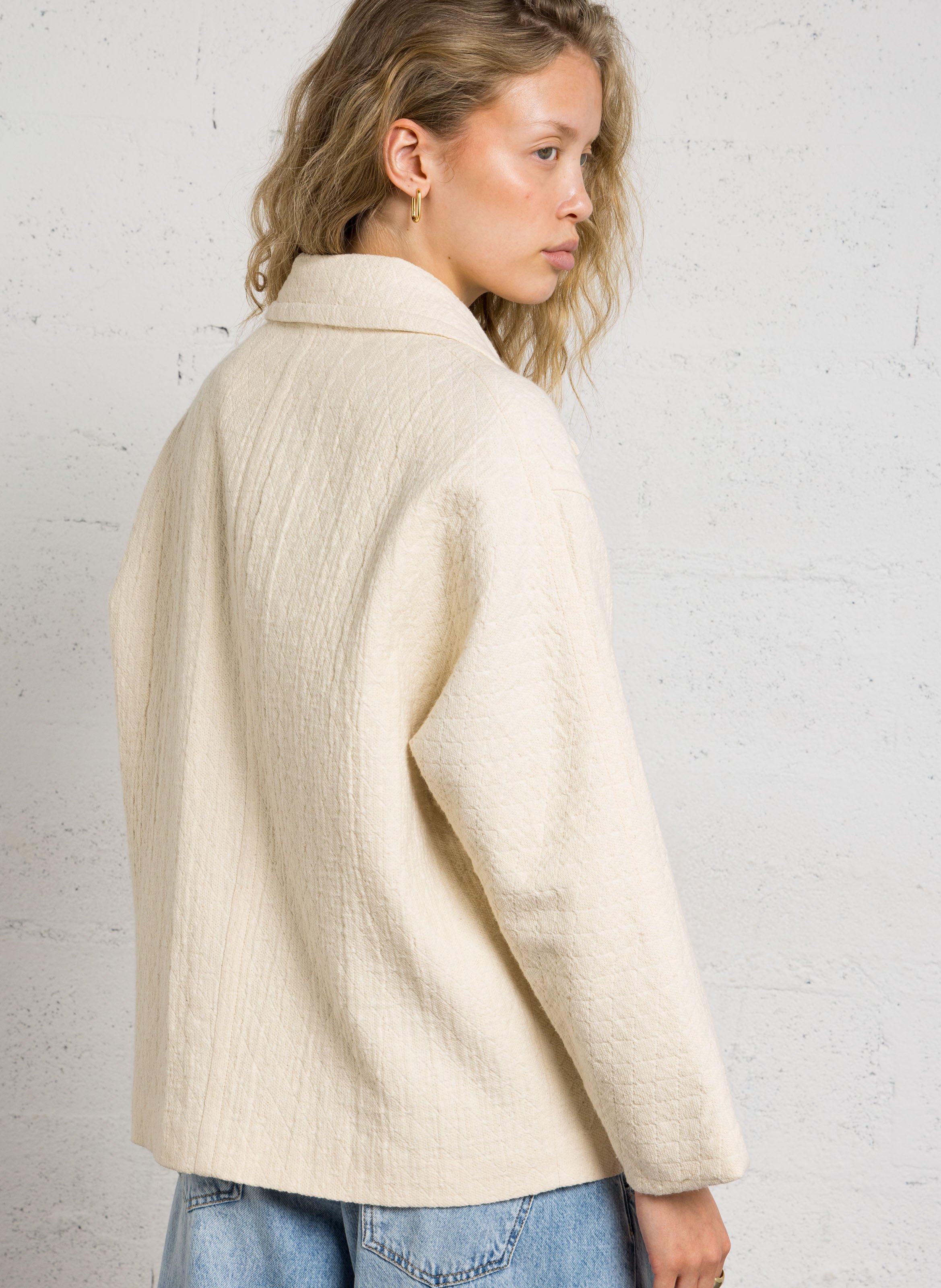 Veste col tailleur en coton THE KORNER Blanc