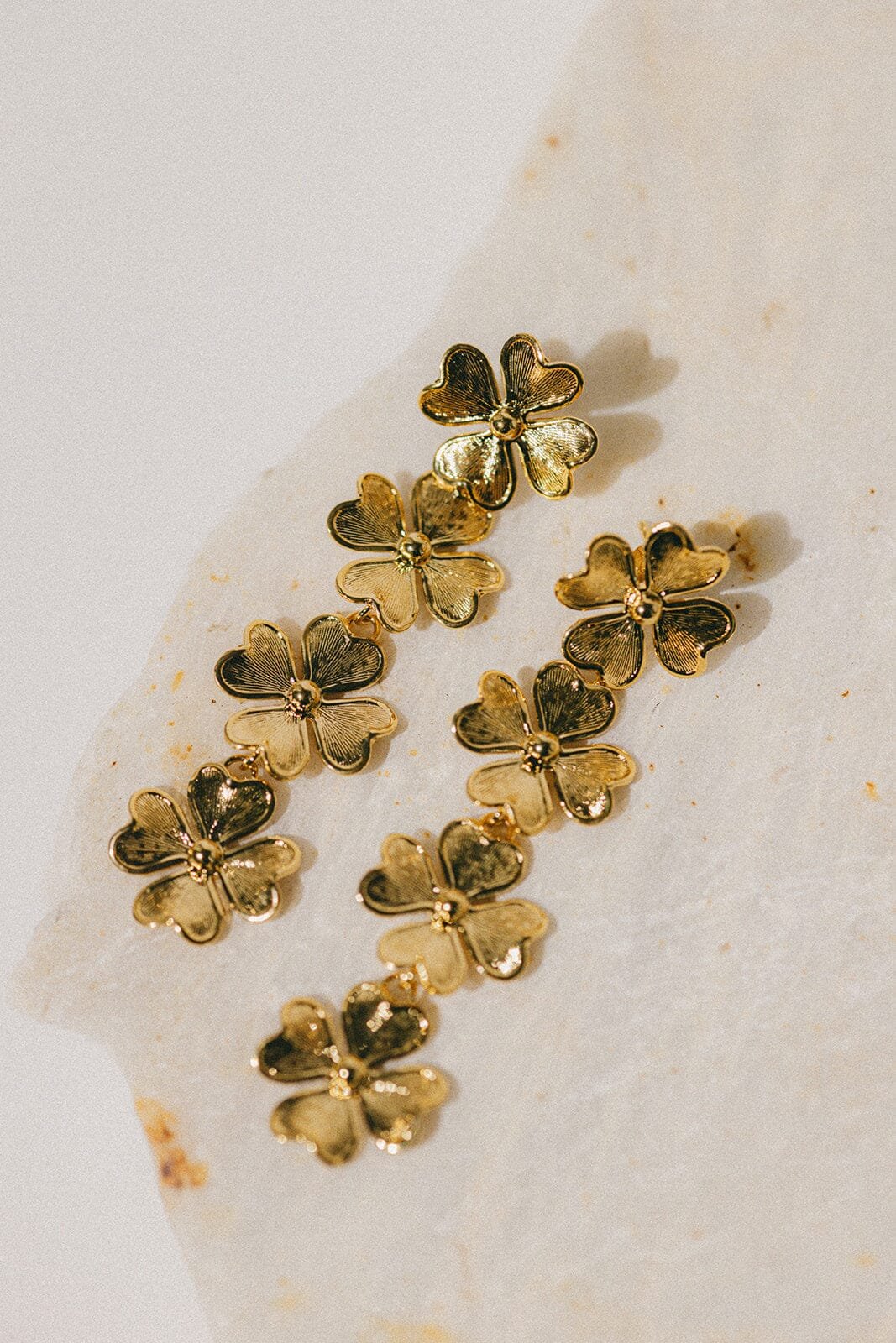 Dangling clover gold-plated stud earrings MONSIEUR SIMONE Golden