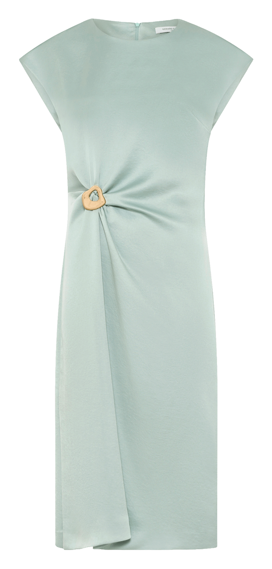 Robe midi col rond drapée unie GERARD DAREL Vert