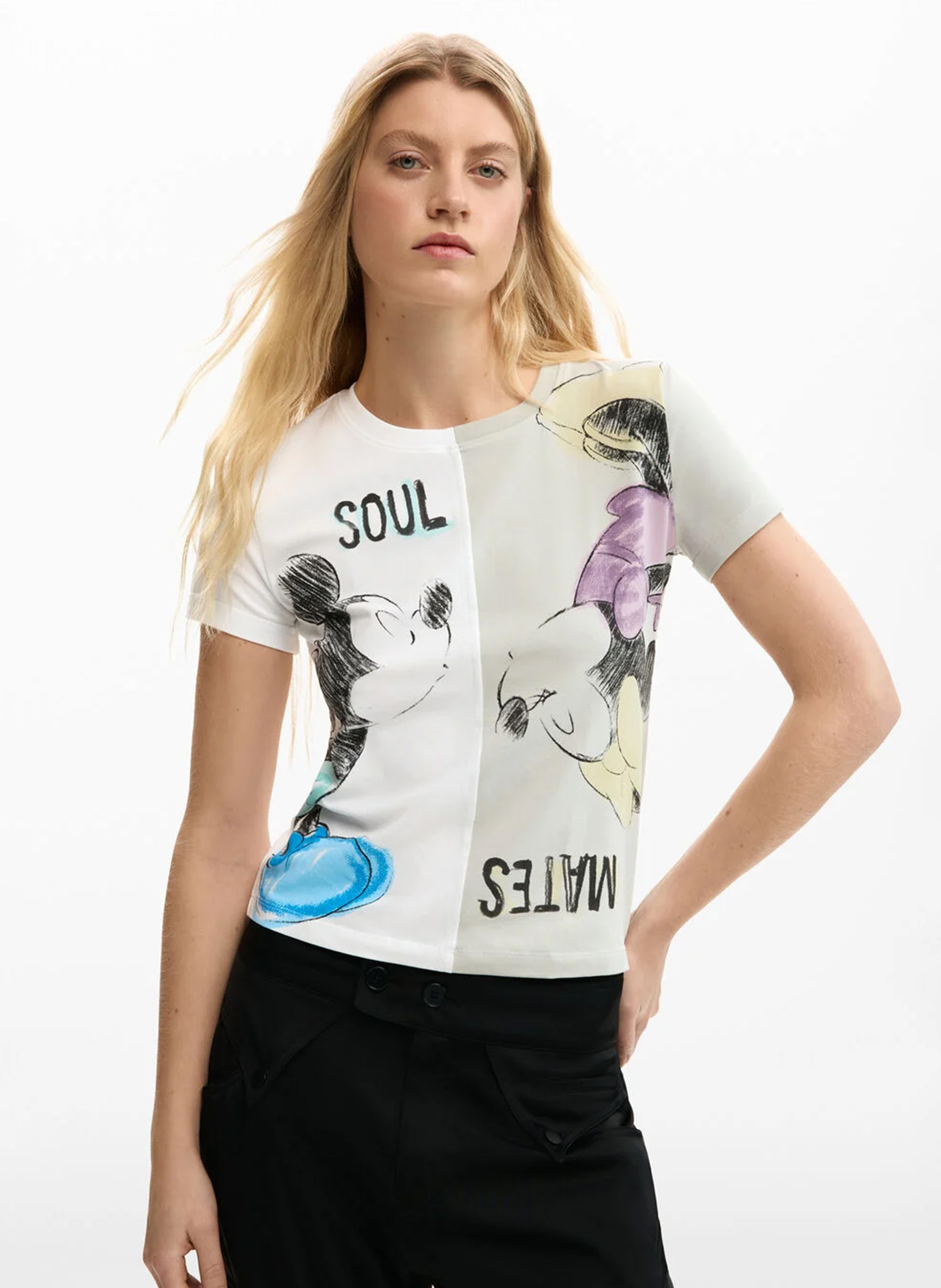 T-shirt met print en ronde hals DESIGUAL Wit