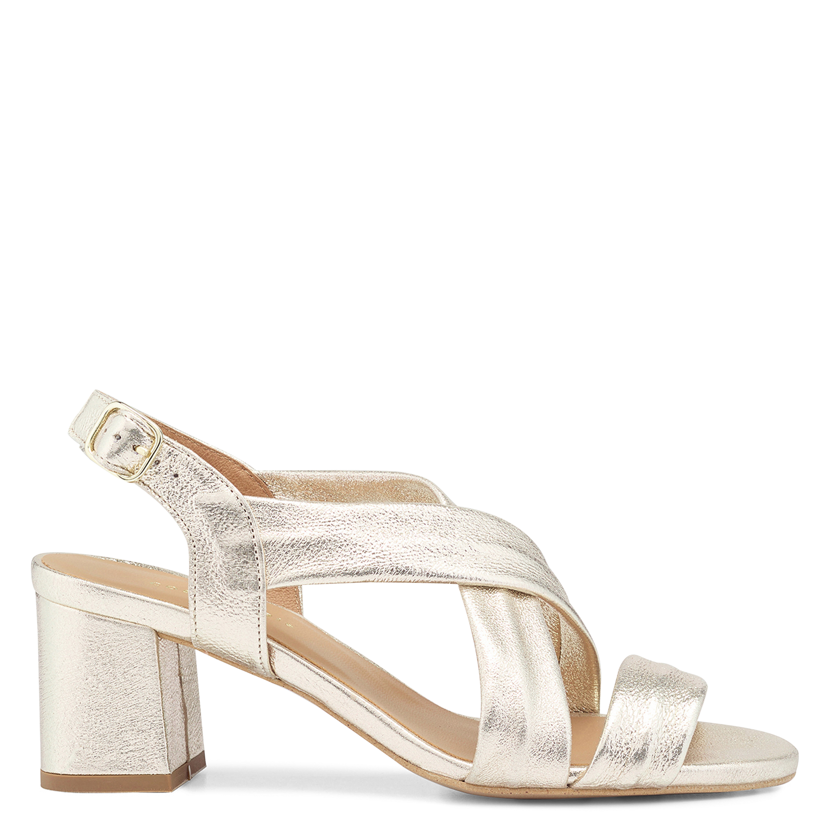 Heeled metallic leather sandals COSMOPARIS Golden