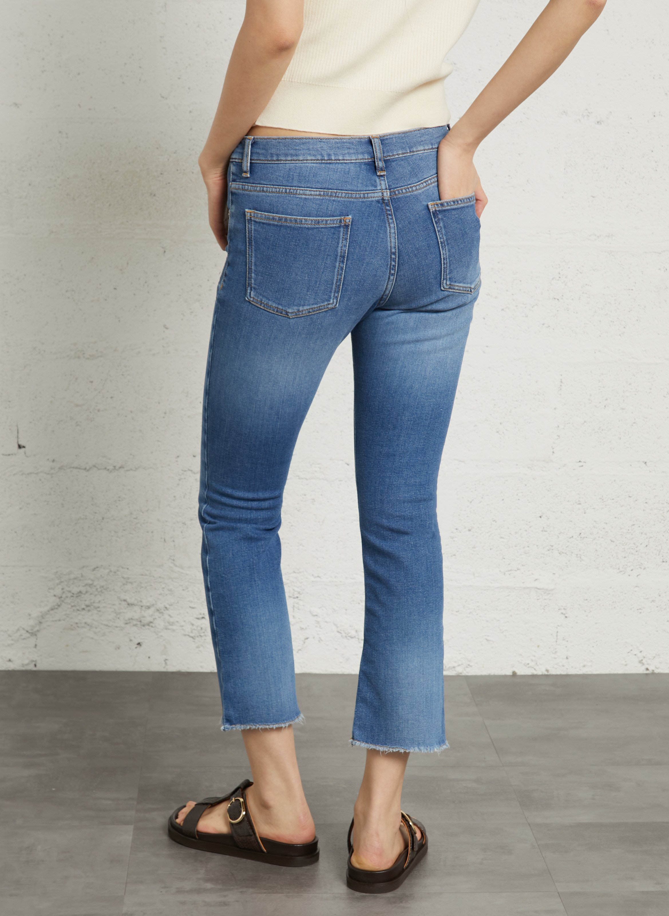 Faded cotton-blend flared jeans ACQUAVERDE Blue