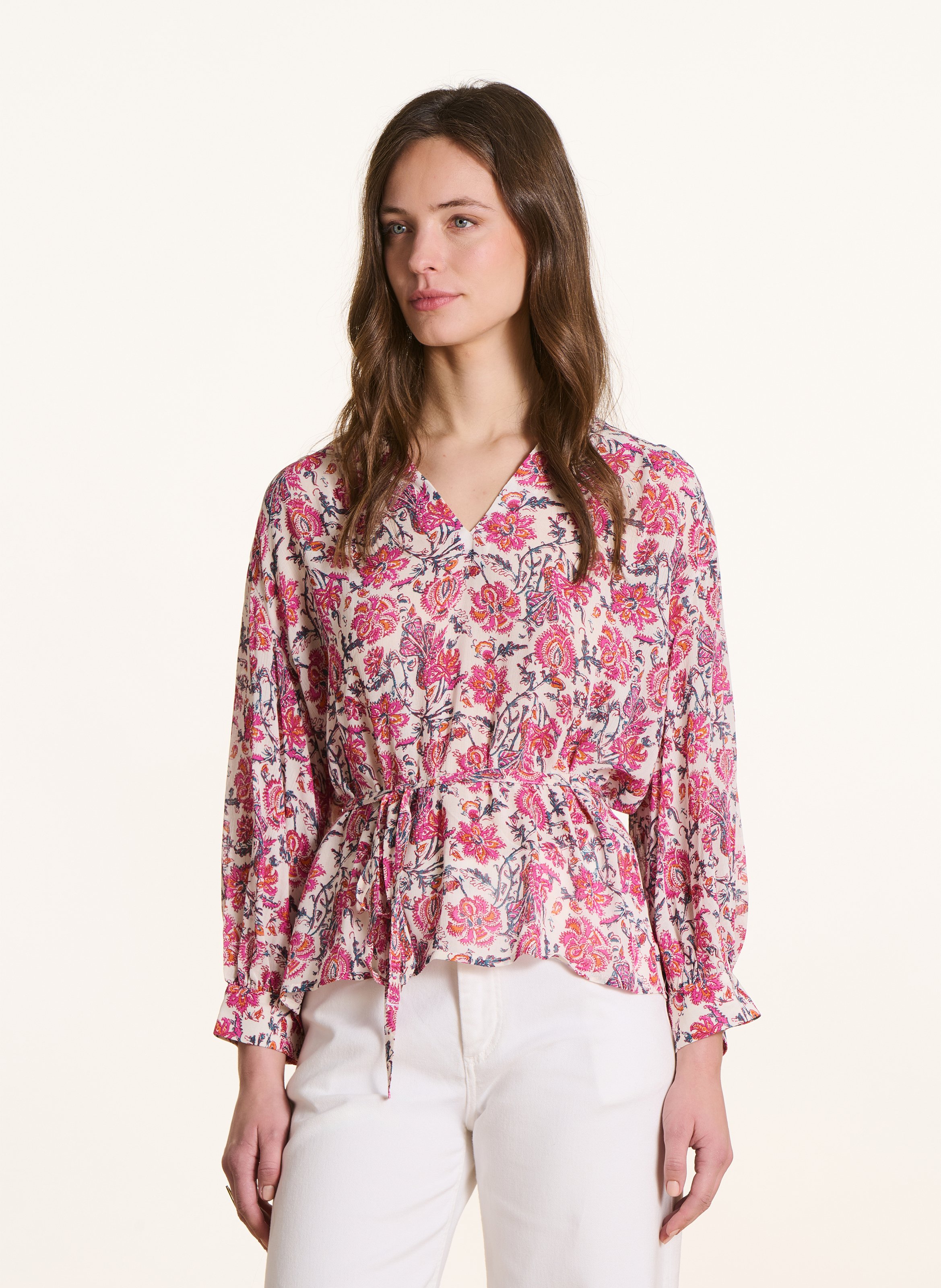 Henley-Bluse mit Blumenprint LA FEE MARABOUTEE