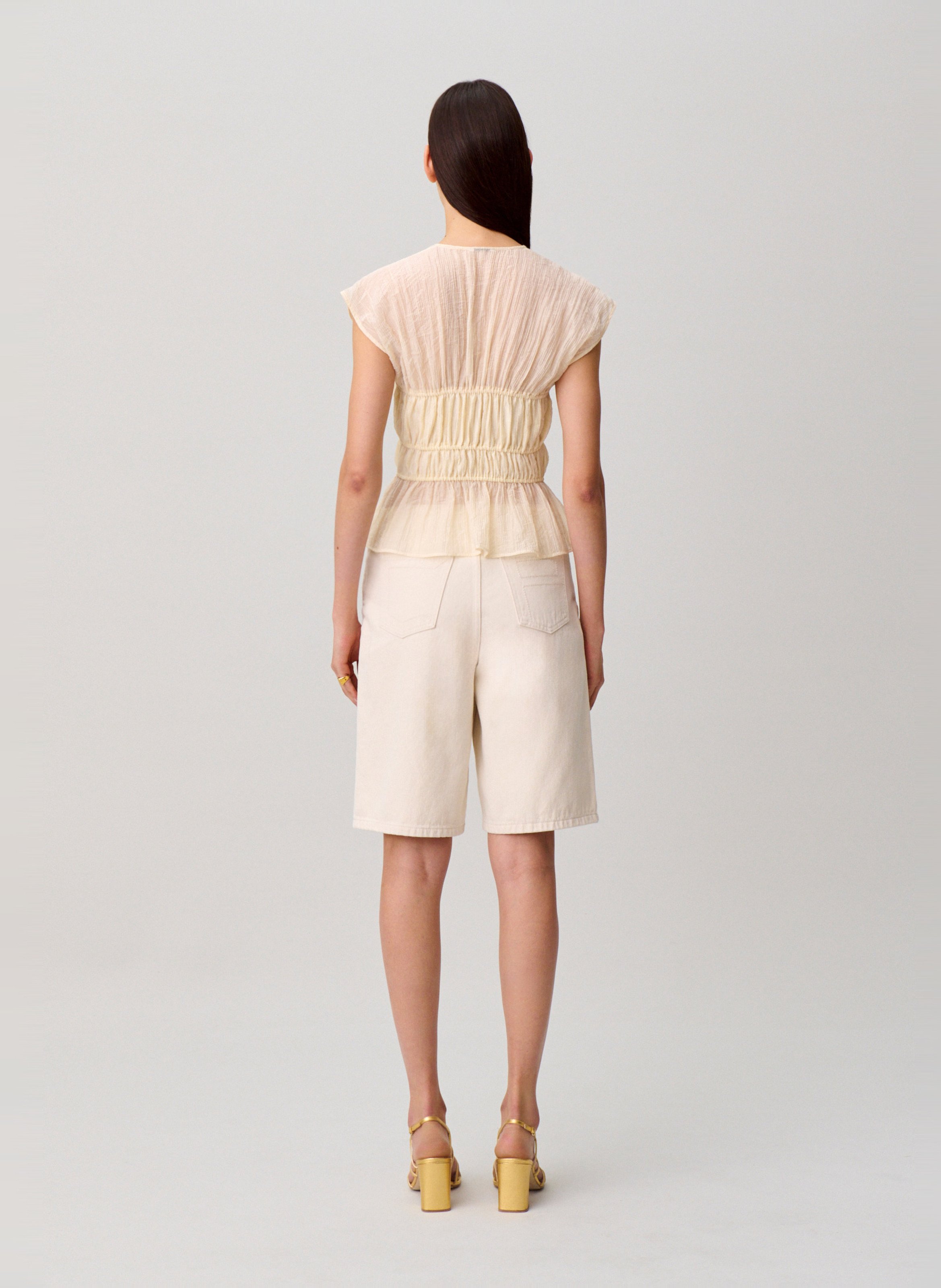 Mouwloze top met plooitjes CLAUDIE PIERLOT Wit