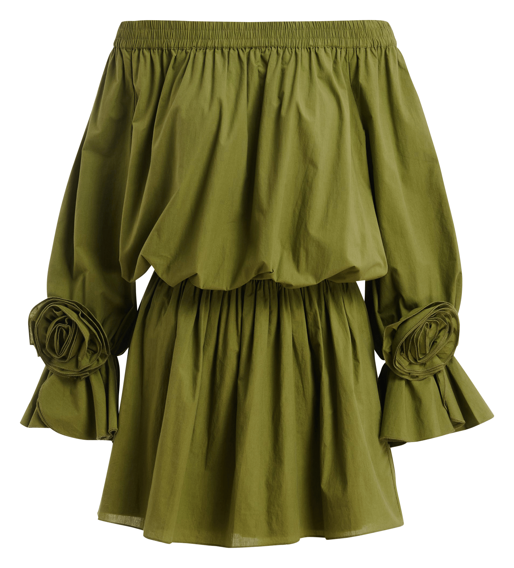 Kurzes Kleid mit schulterfreiem Design in einfarbig ESSENTIEL ANTWERP Grun