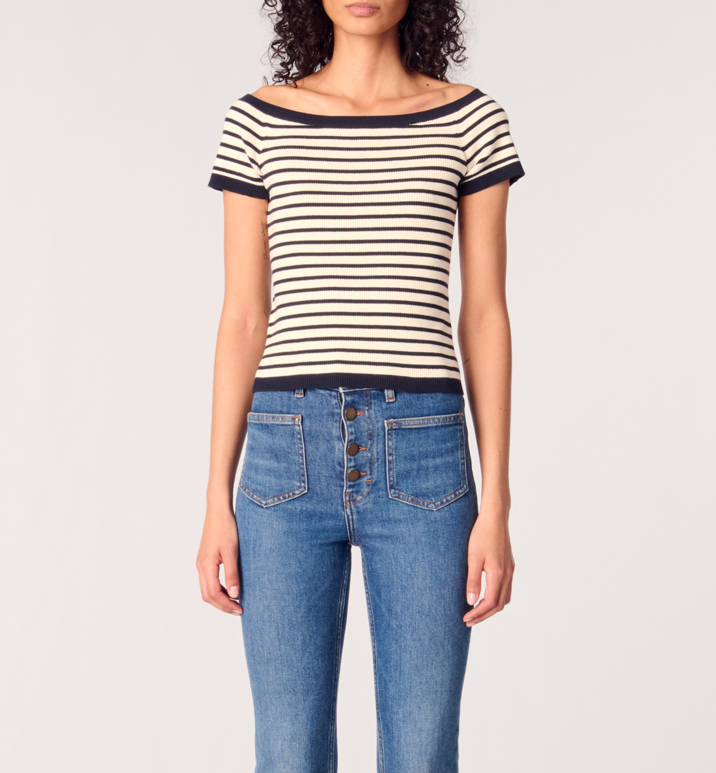 Top moulant col bateau MAJE Bleu