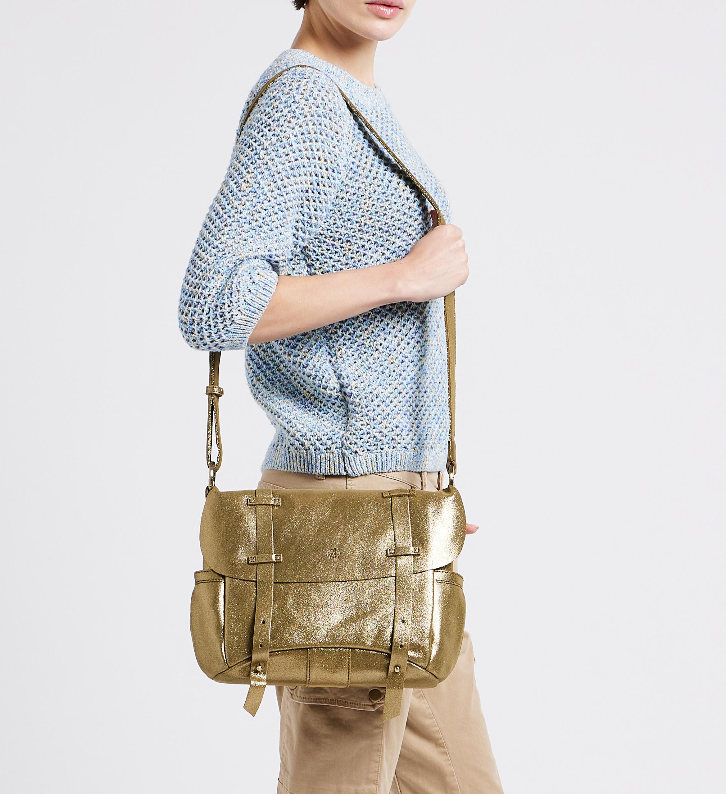 Besace en cuir irisé MILA LOUISE Vert