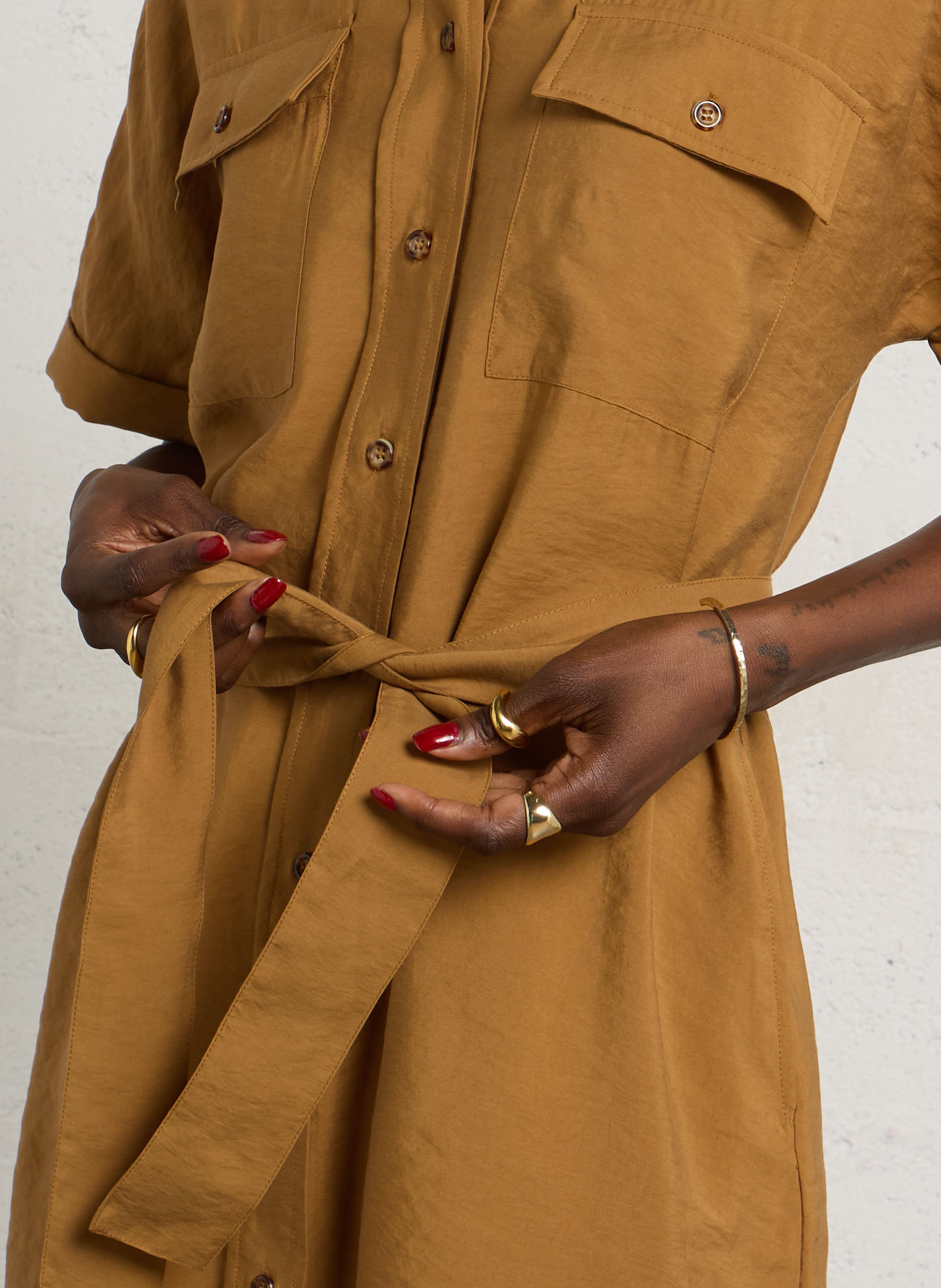 Robe midi col classique  | Doré MAISON 123 Femme