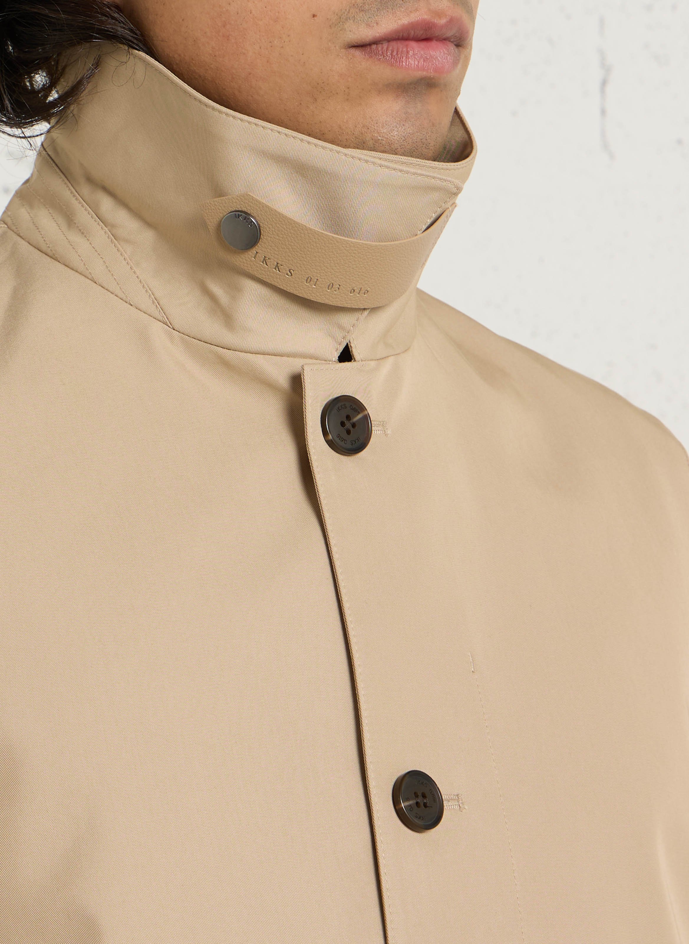 Straight cotton-blend trench coat IKKS Beige