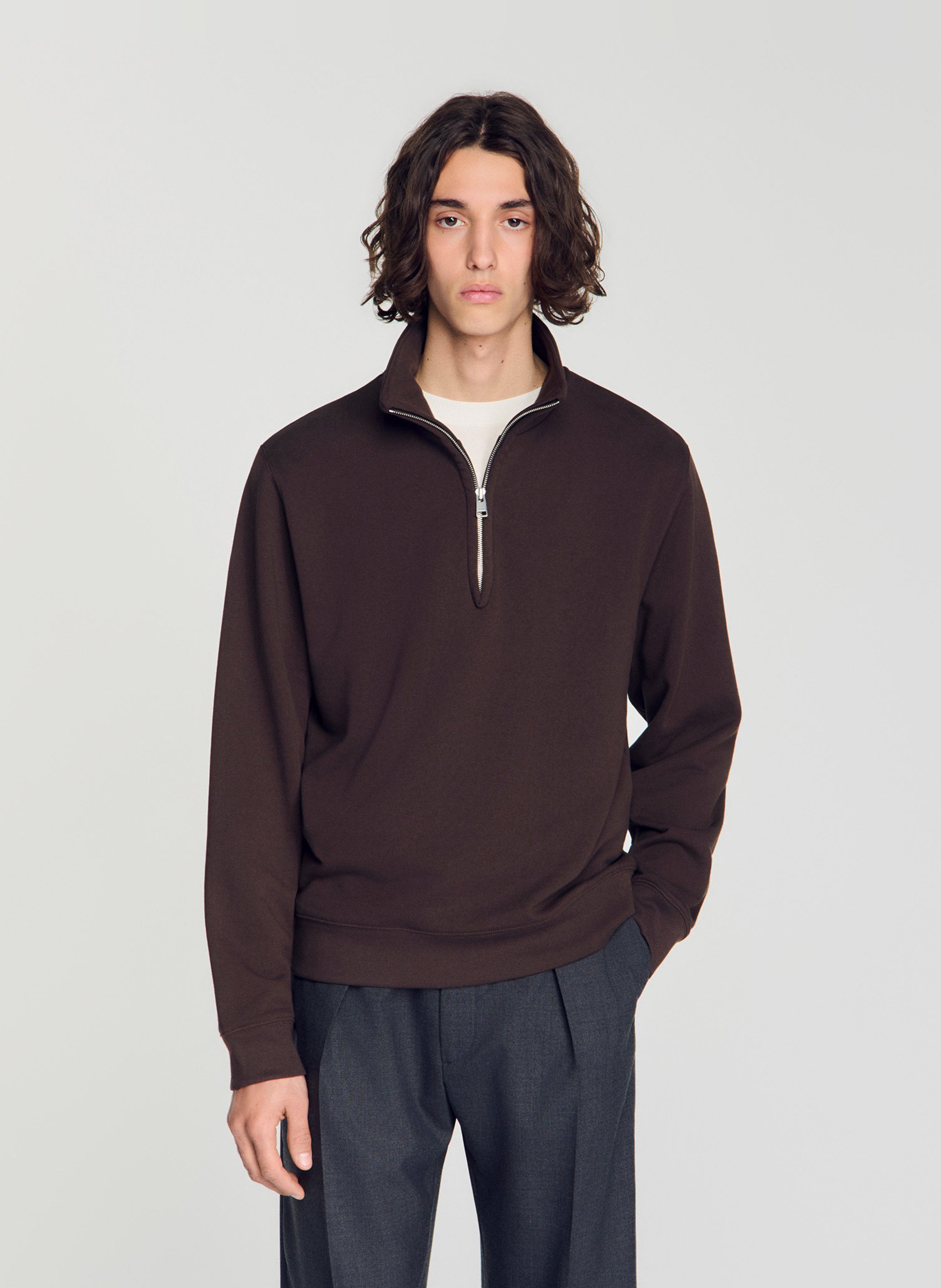 Rechte sweater met opstaande kraag van katoen SANDRO