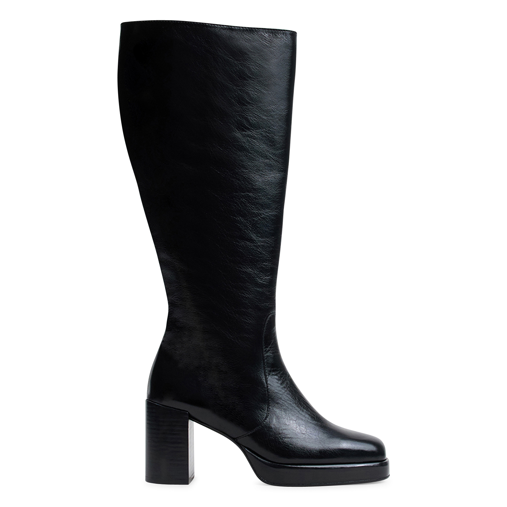 Bottes hautes en cuir à talons JONAK Noir