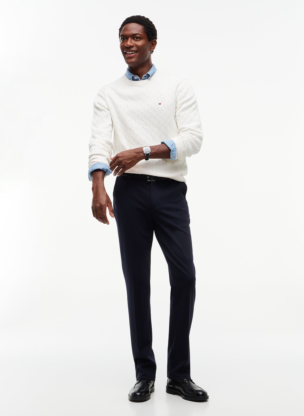 Straight organic cotton round-neck sweater TOMMY HILFIGER Gelb