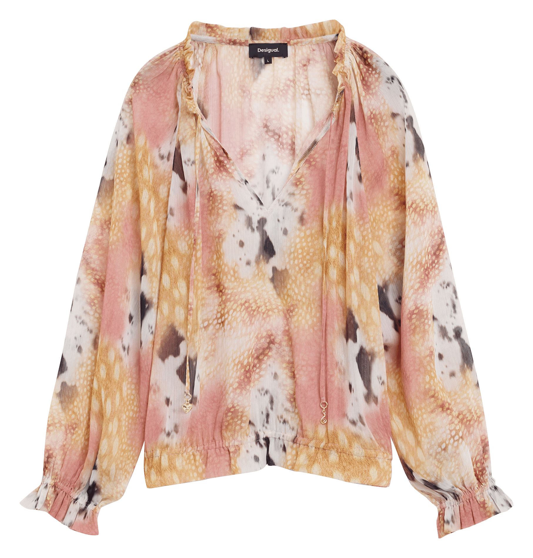 Bedrucktes Bluse mit Rundhalsausschnitt DESIGUAL Weiss