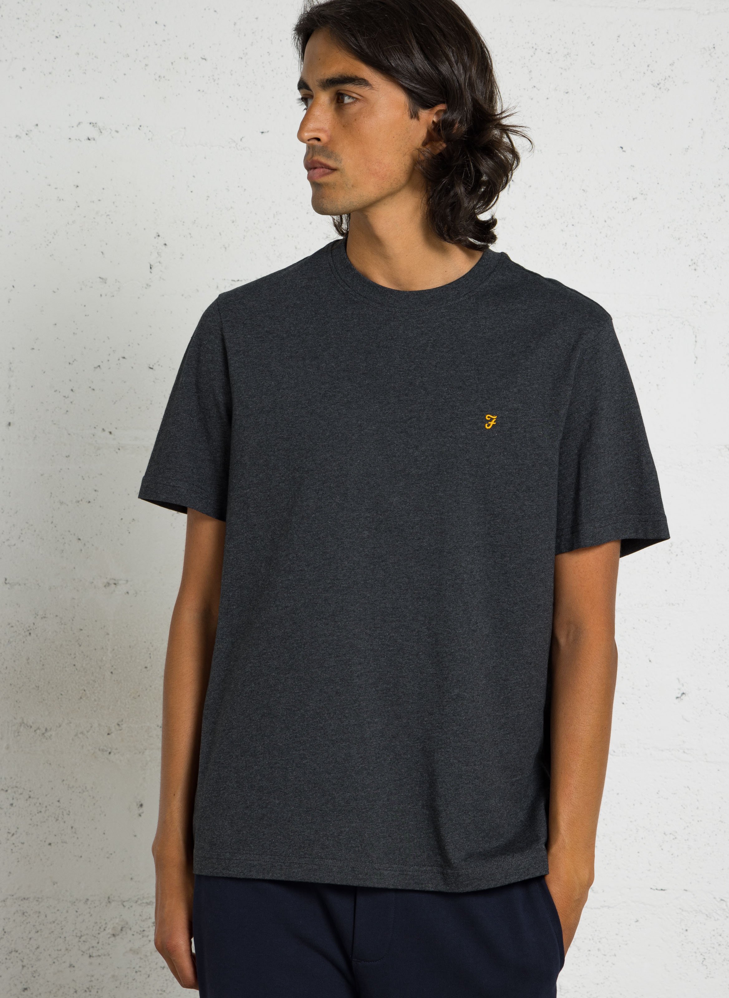 Tee-shirt col rond en coton bio FARAH Noir