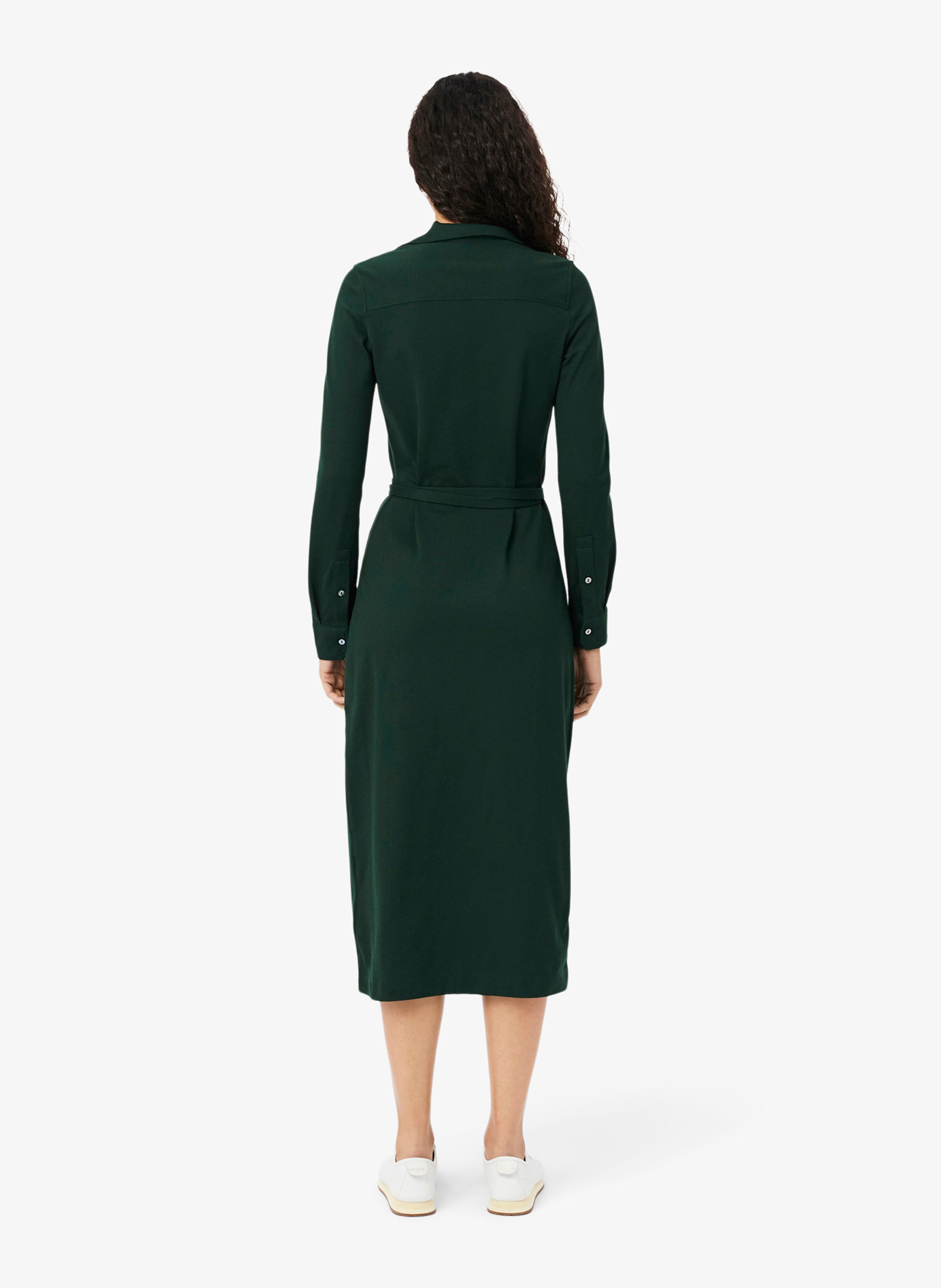 Robe cache-cœur cintrée en coton mélangé LACOSTE Vert
