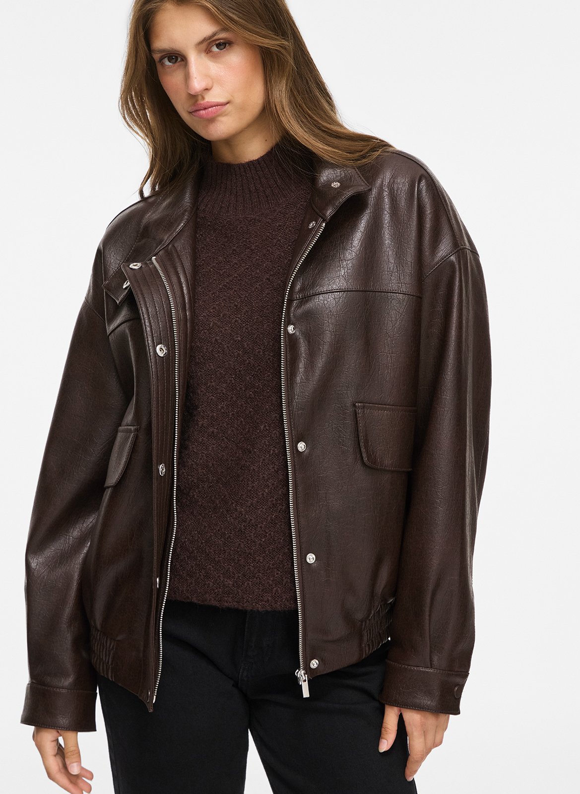 Jacke mit Stehkragen uni VILA Braun