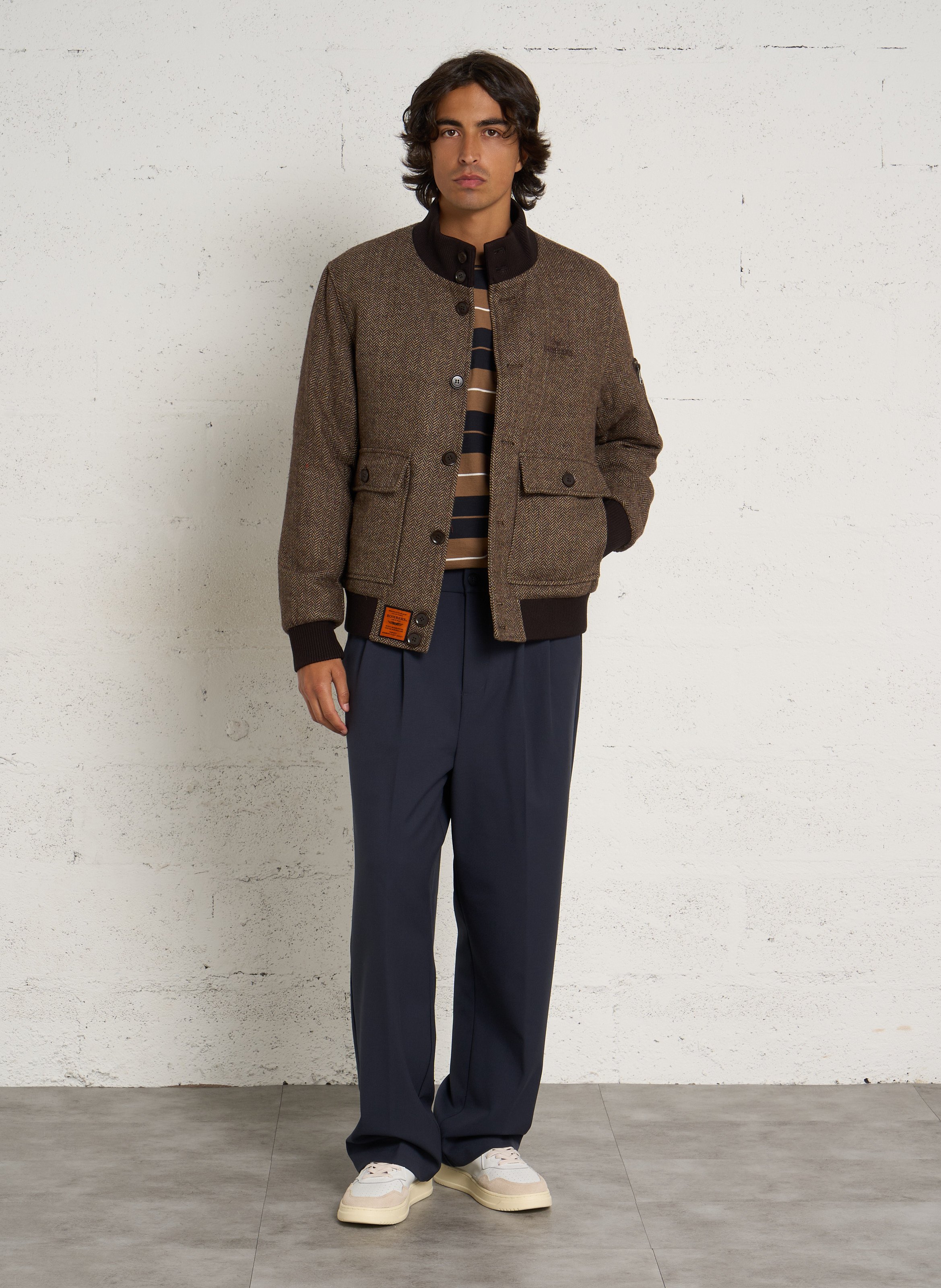 Blouson col montant à chevrons BOMBERS ORIGINAL Marron
