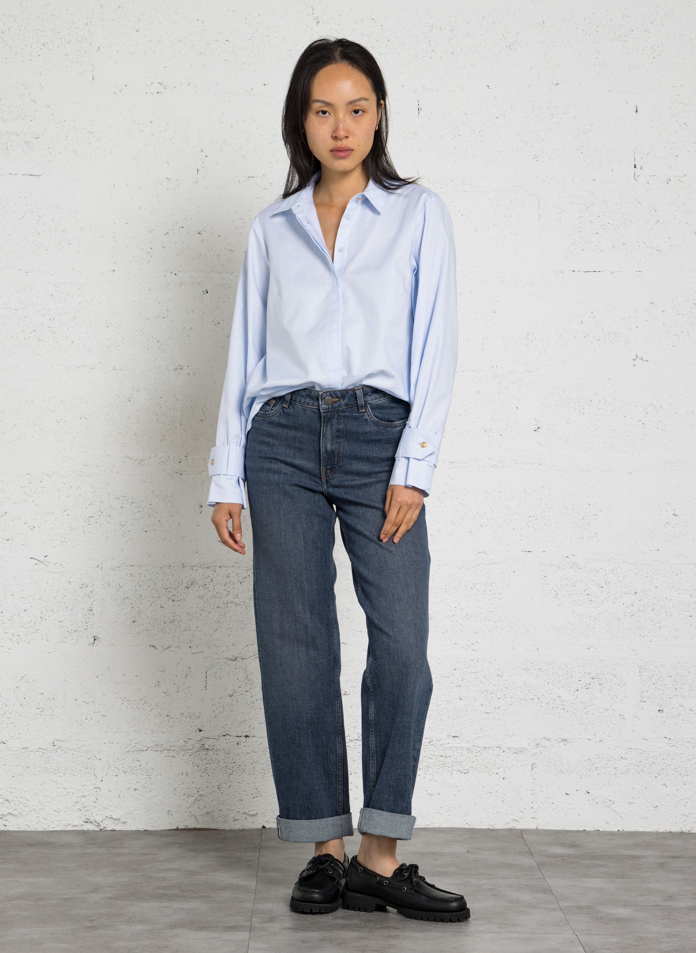 Straight cotton shirt MAISON 123 Blue