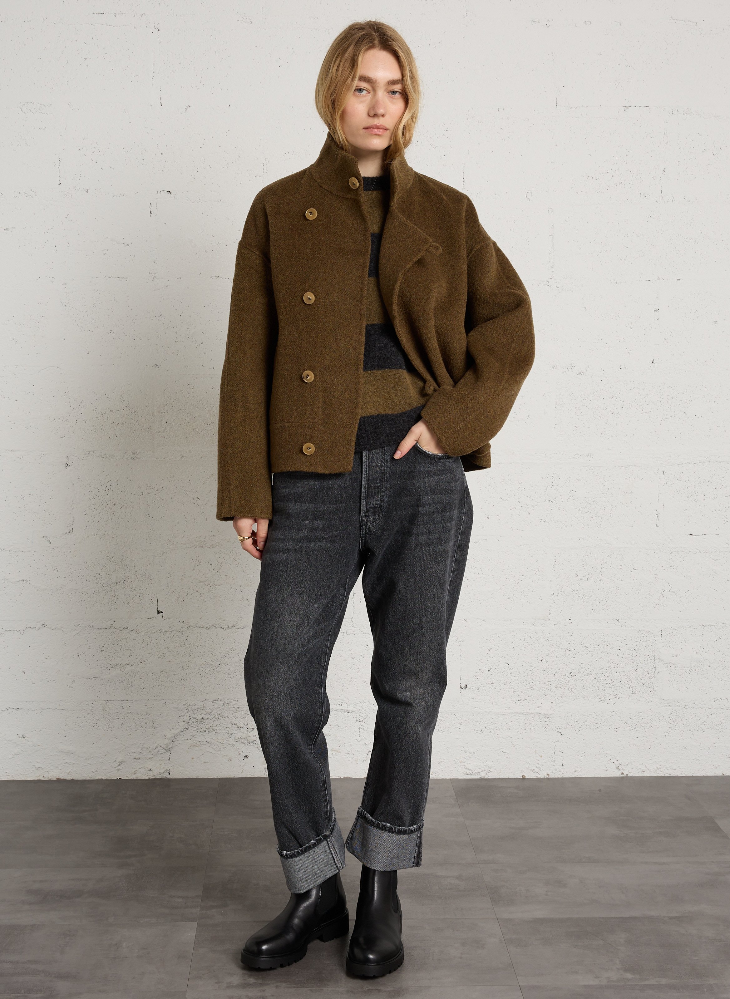Buttoned jacket in a wool blend SEE U SOON Khaki