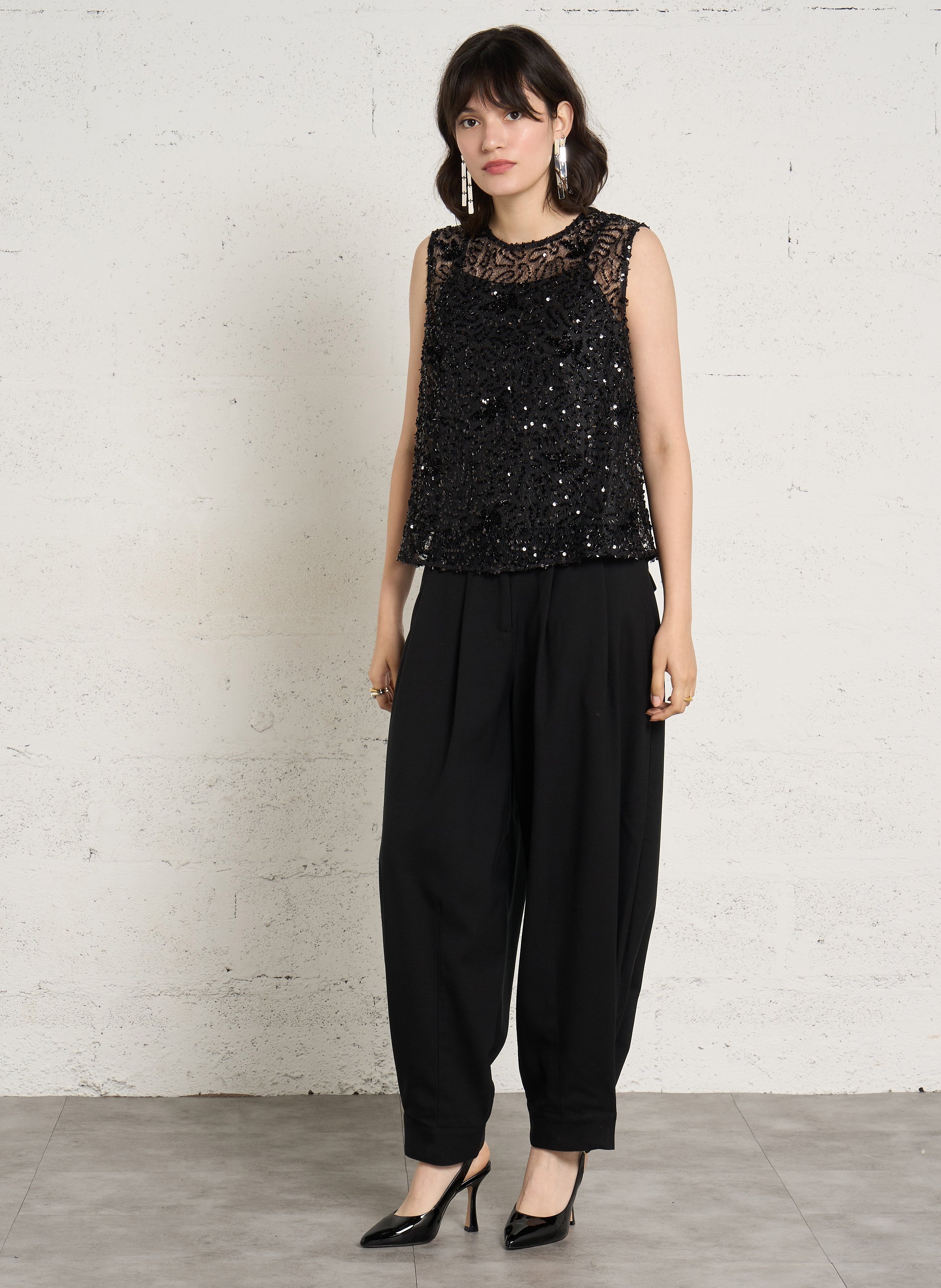 Weite Bundfaltenhose JC SOPHIE Schwarz