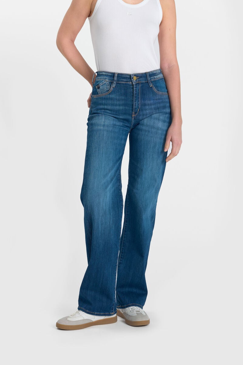 High-waisted loose-fit zip jeans LE TEMPS DES CERISES Blue