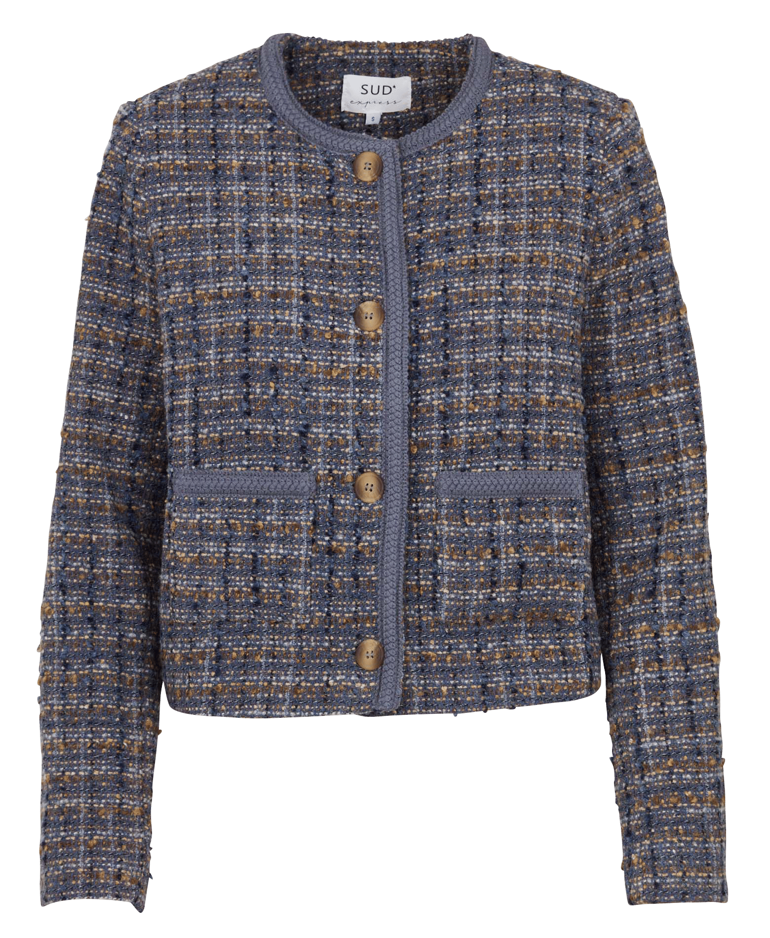 Veste droite effet tweed SUD EXPRESS Bleu