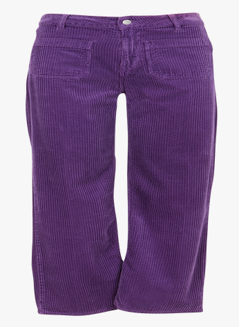 Pantalon flare velours côtelé violet femme