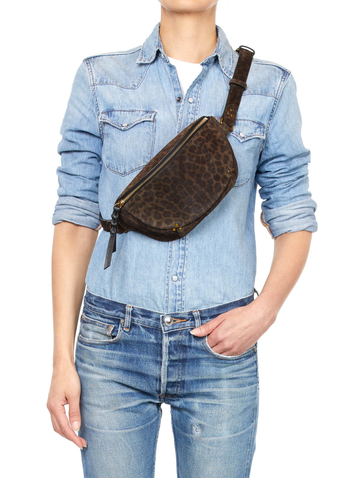 Printed suede waist bag JEROME DREYFUSS Khaki