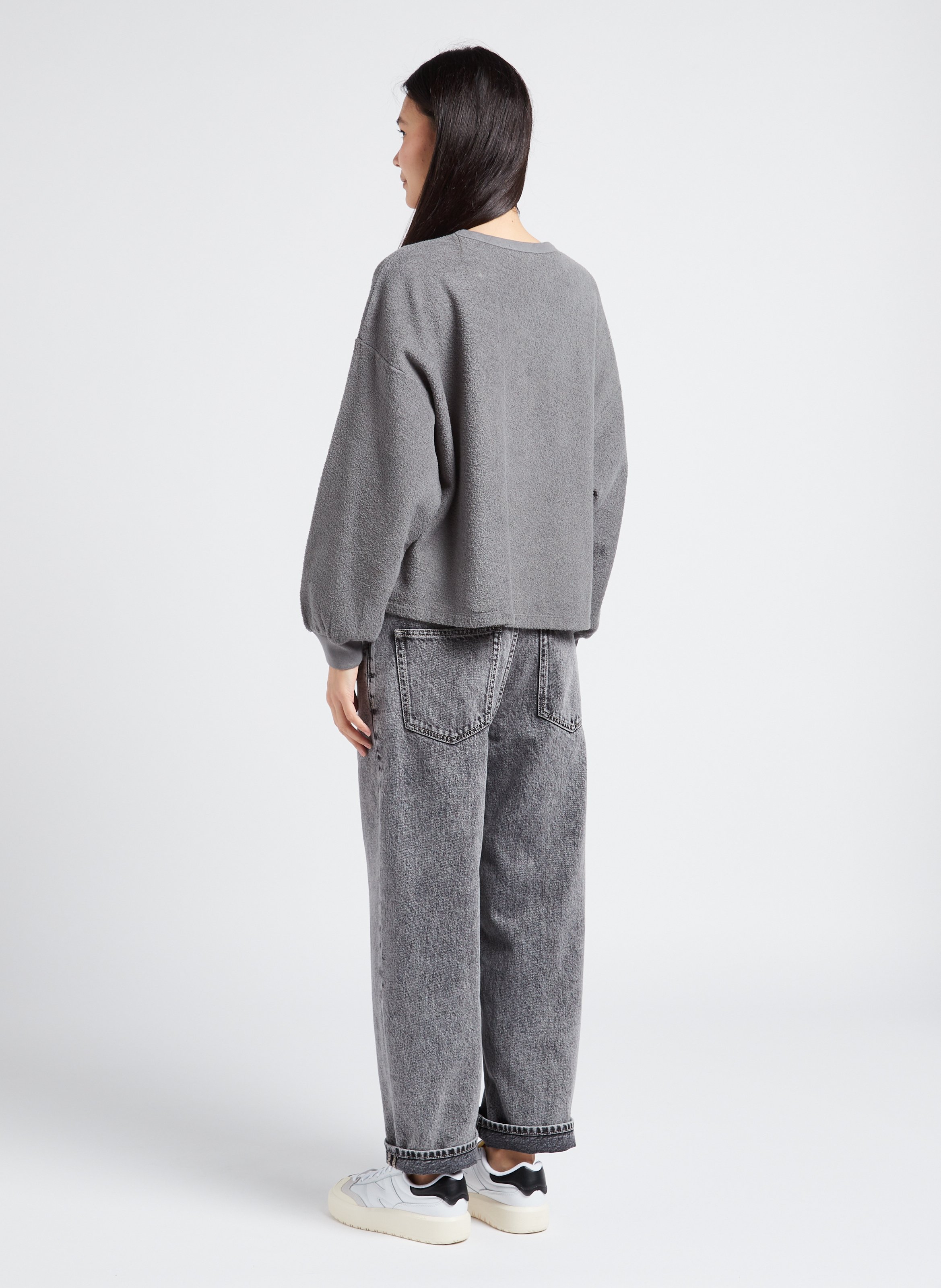 Straight Cut High Waist Jeans aus Baumwolle AMERICAN VINTAGE Grau