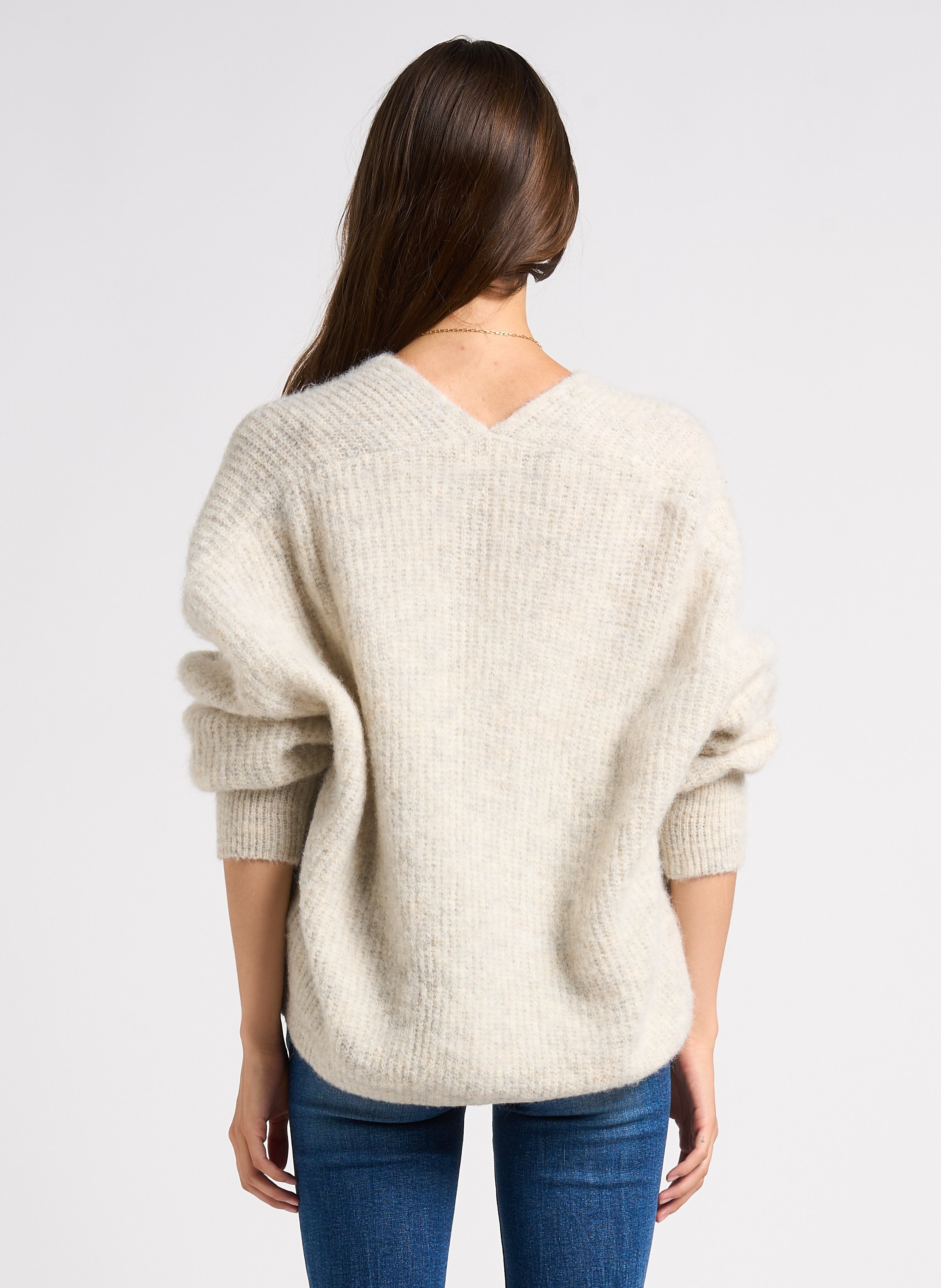 Gilet ouvert en laine et alpaga mélangé AMERICAN VINTAGE Beige