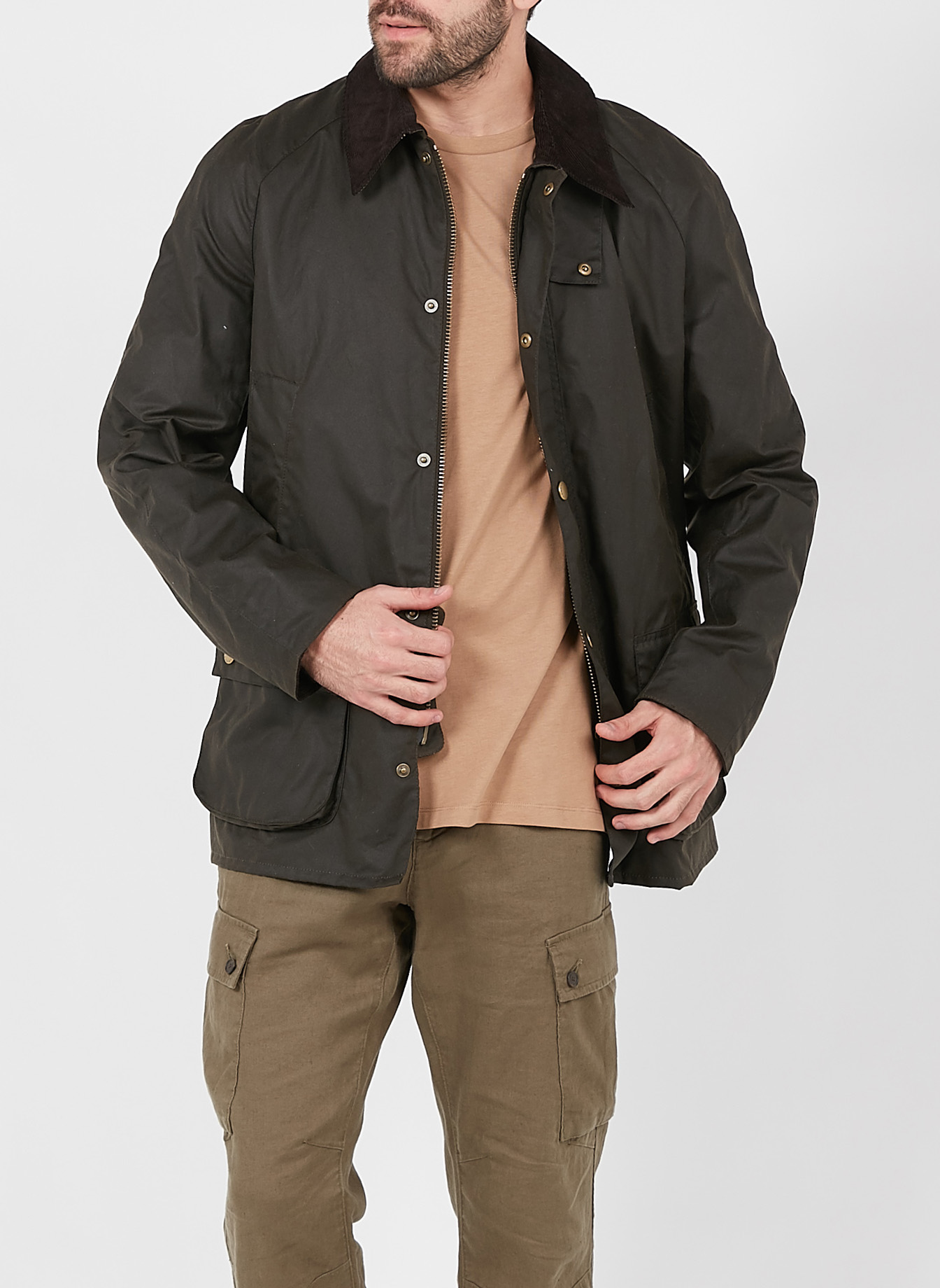 Katoenen jas met klassieke kraag BARBOUR Kaki