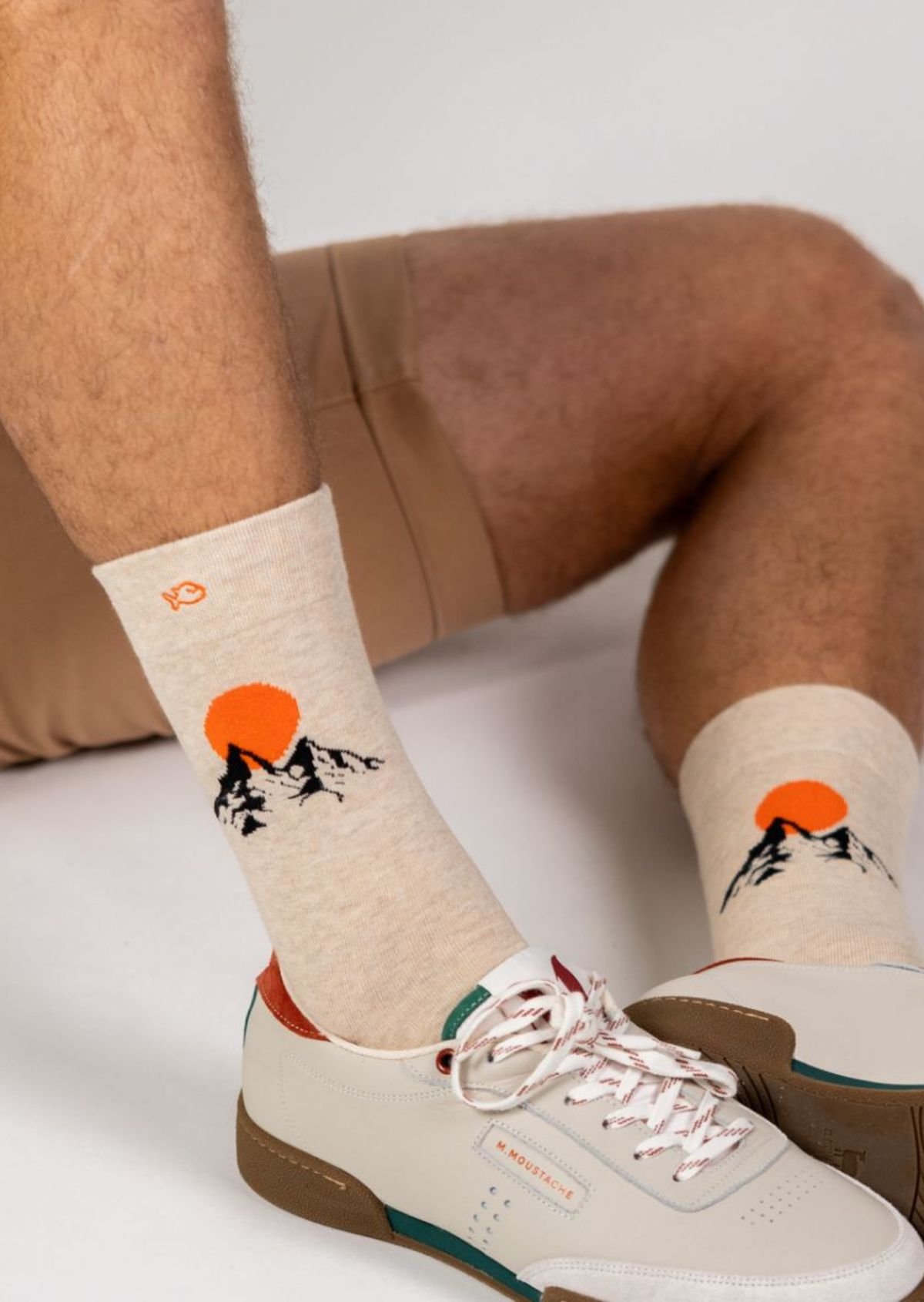 Combed cotton socks with patterns BILLYBELT Beige