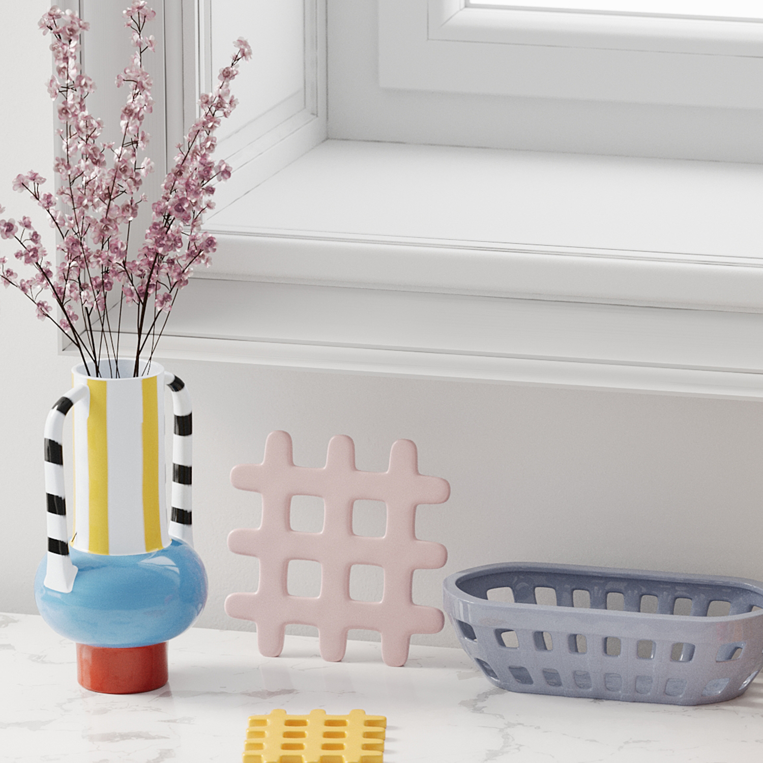 Vase décoratif en céramique rayée avec poignée POTIRON PARIS Multicolore