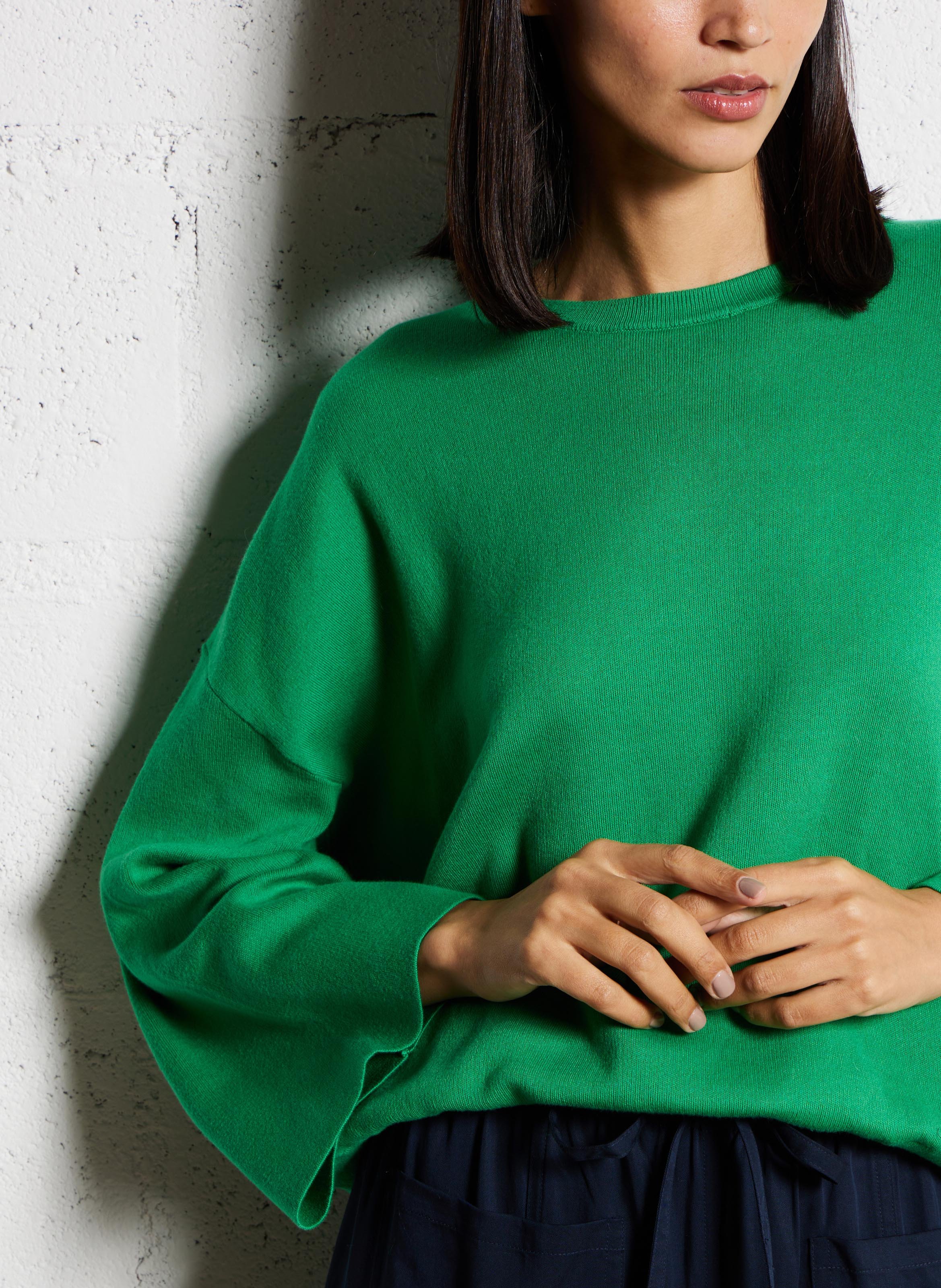 Straight round neck cotton sweater BELLEROSE Green