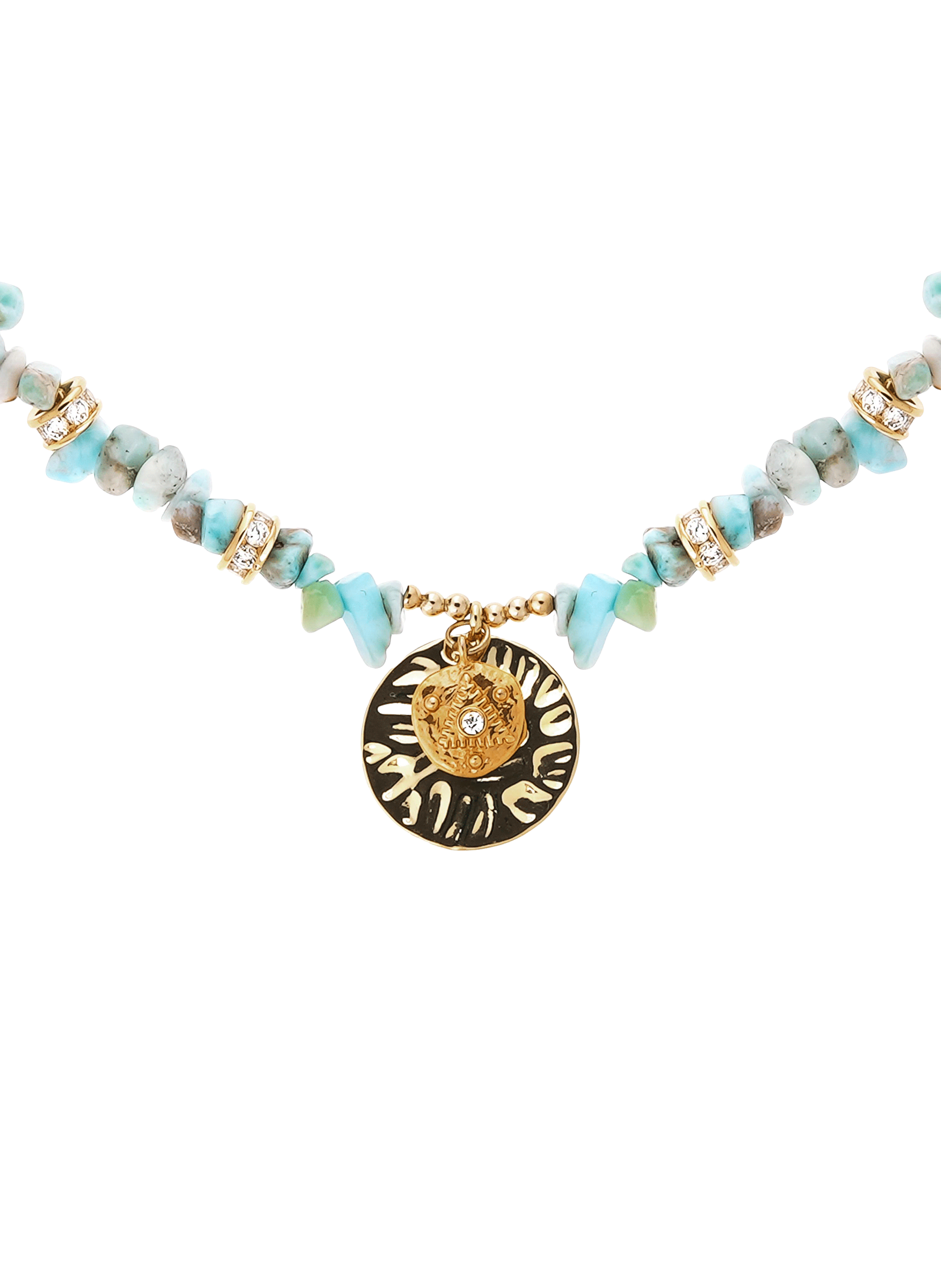 Necklace with stones, pearls, and central pendant HIPANEMA Blue