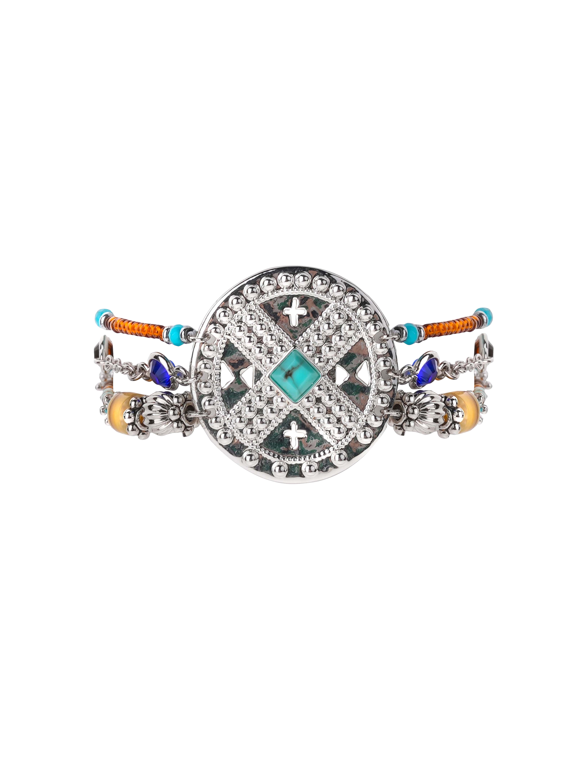 Multilink cuff bracelet with magnetic clasp HIPANEMA Silver