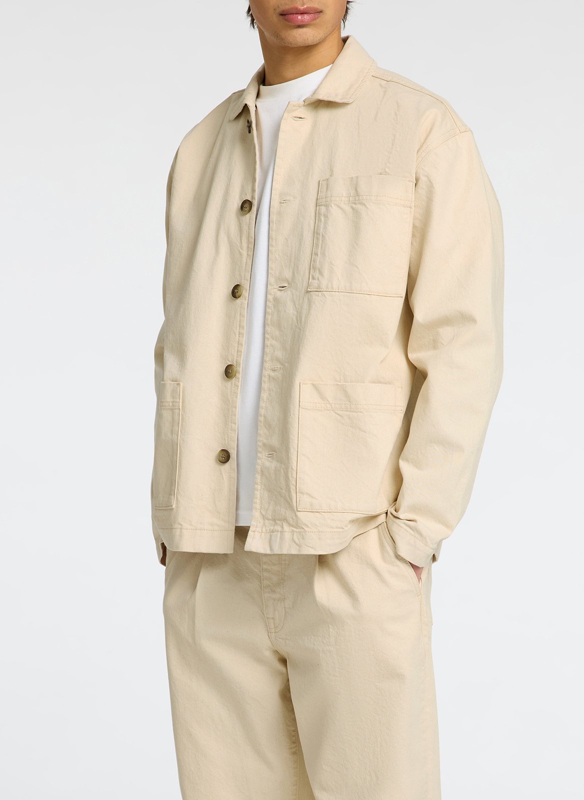 Gerade geschnittene Jeansjacke mit Fleckenmuster SELECTED Beige