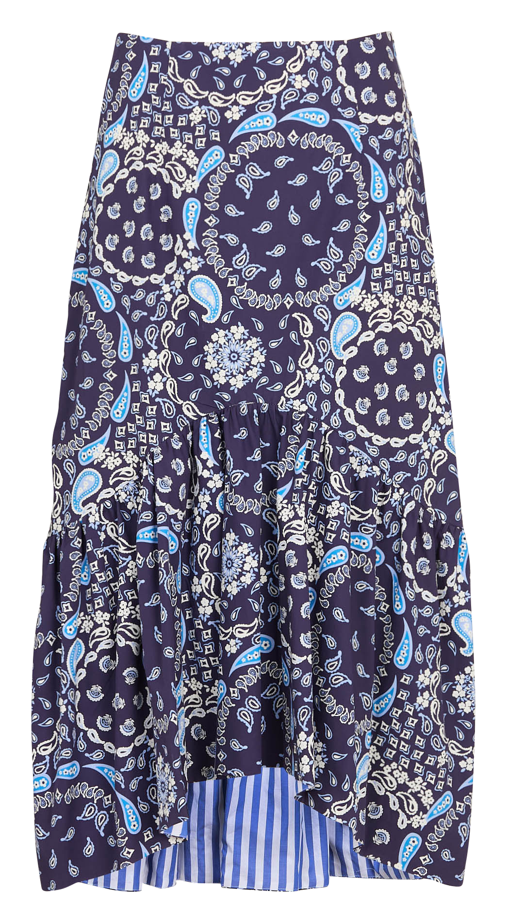 Ruched Midi Skirt in Bandana Print SOPHIE+LUCIE Blue