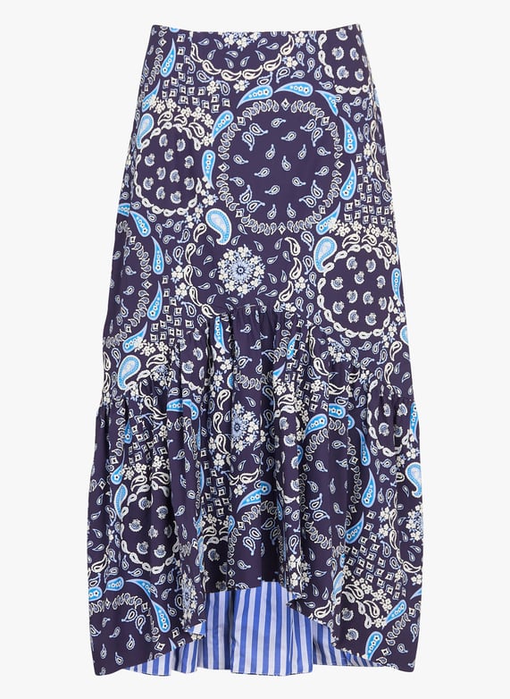 Jupe midi évasée Femme - Imprimé bleu Jupe midi évasée Femme - Imprimé bleu