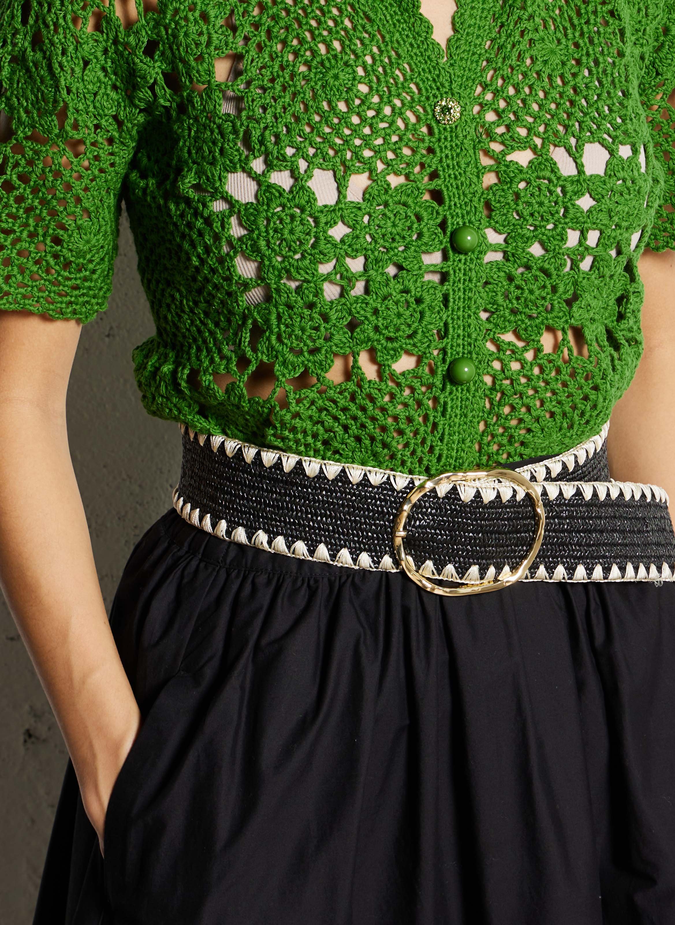 Braided belt PIECES Black