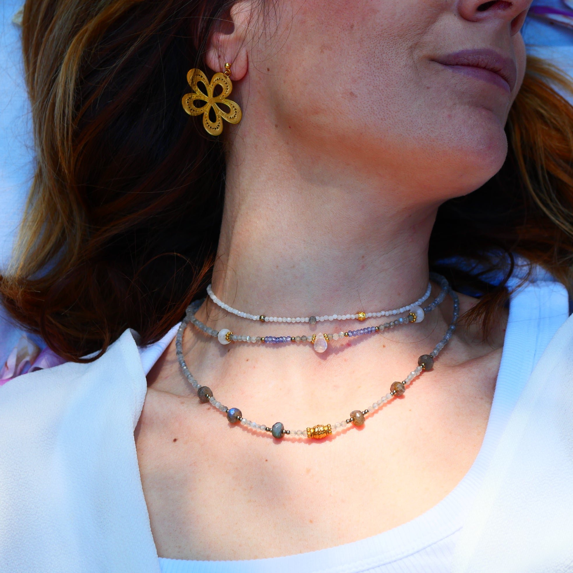 Labradorite necklace GINANDGER Grey