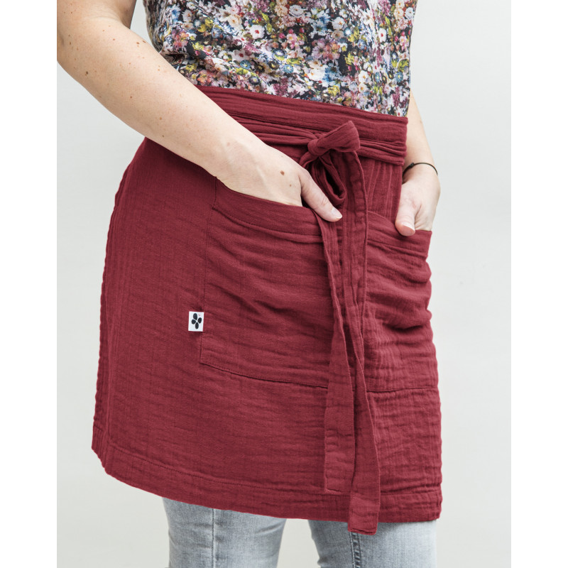 Chef apron in cotton gauze  Lie de vin