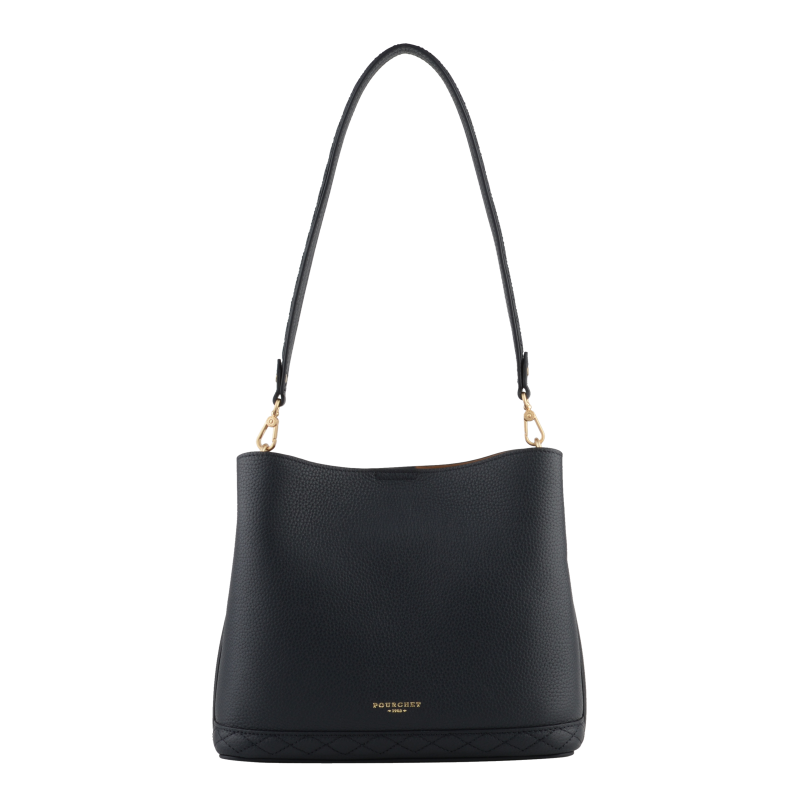 Satchel - cowhide leather POURCHET Black