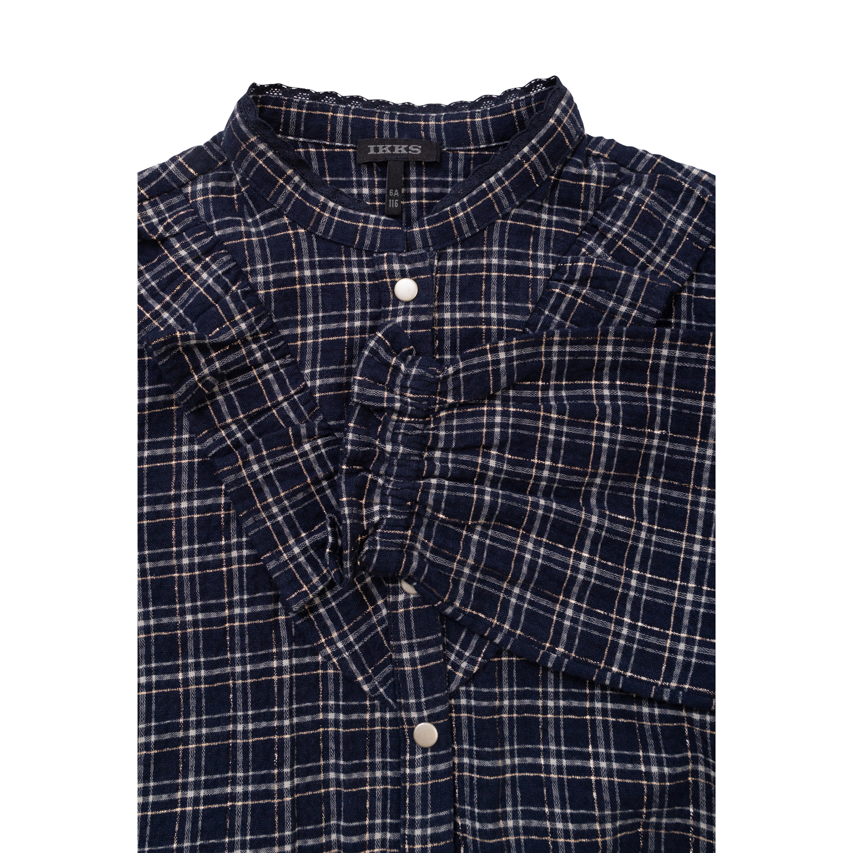 Chemise col rond à carreaux IKKS JUNIOR Bleu