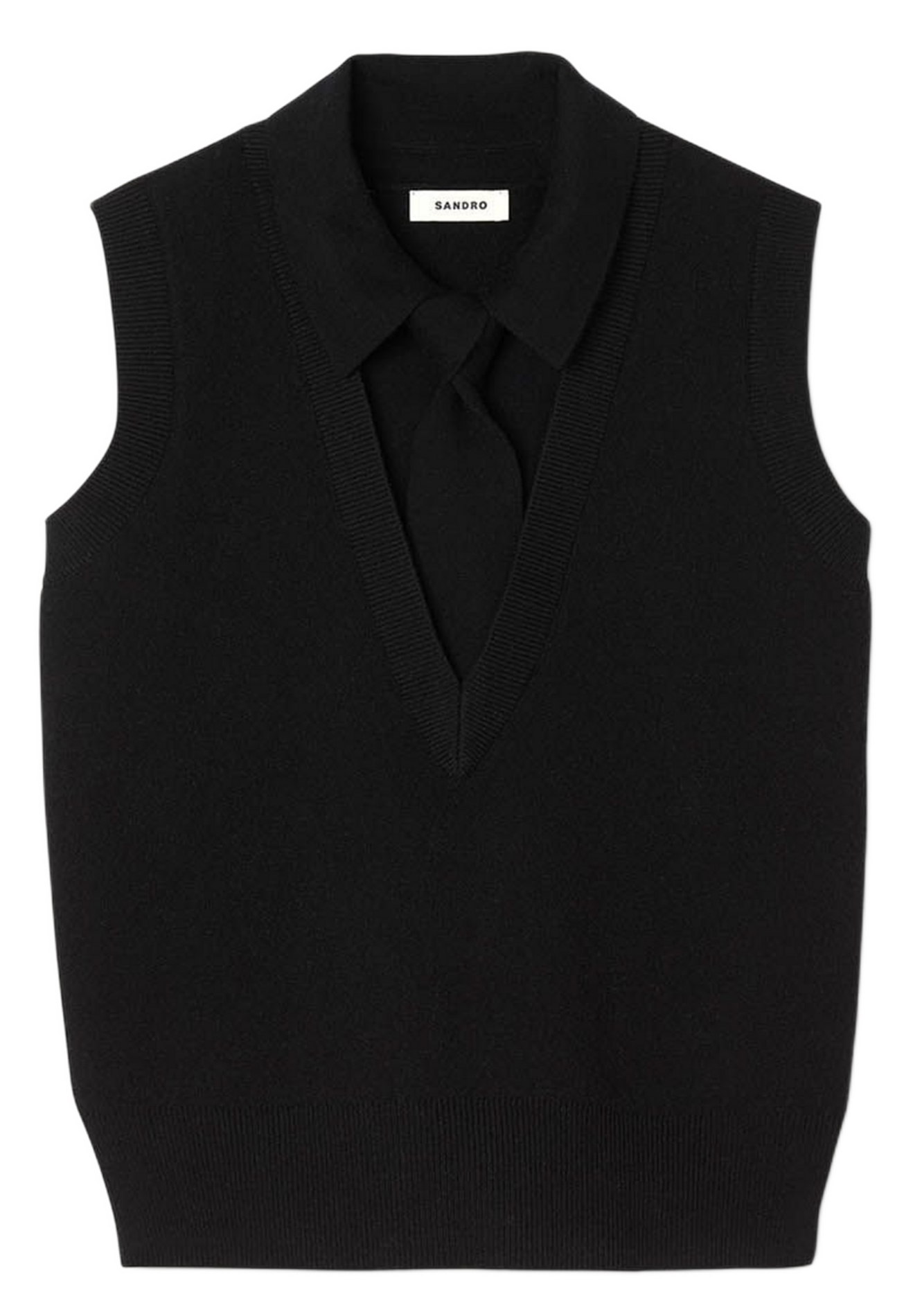 Pull col classique en laine mélangée SANDRO Noir