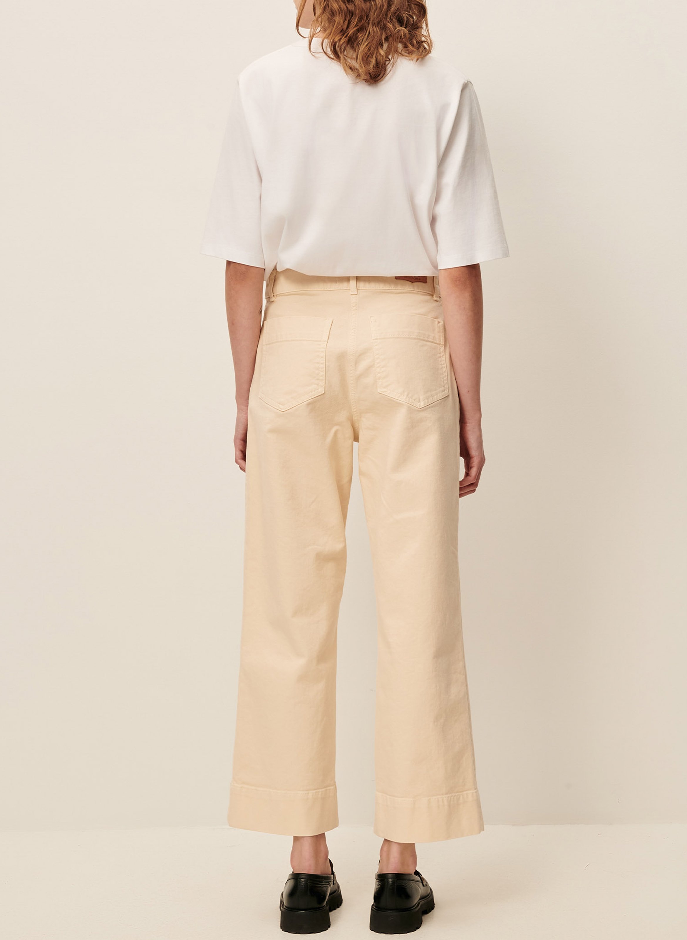 Cropped flared cotton jeans SESSUN Beige
