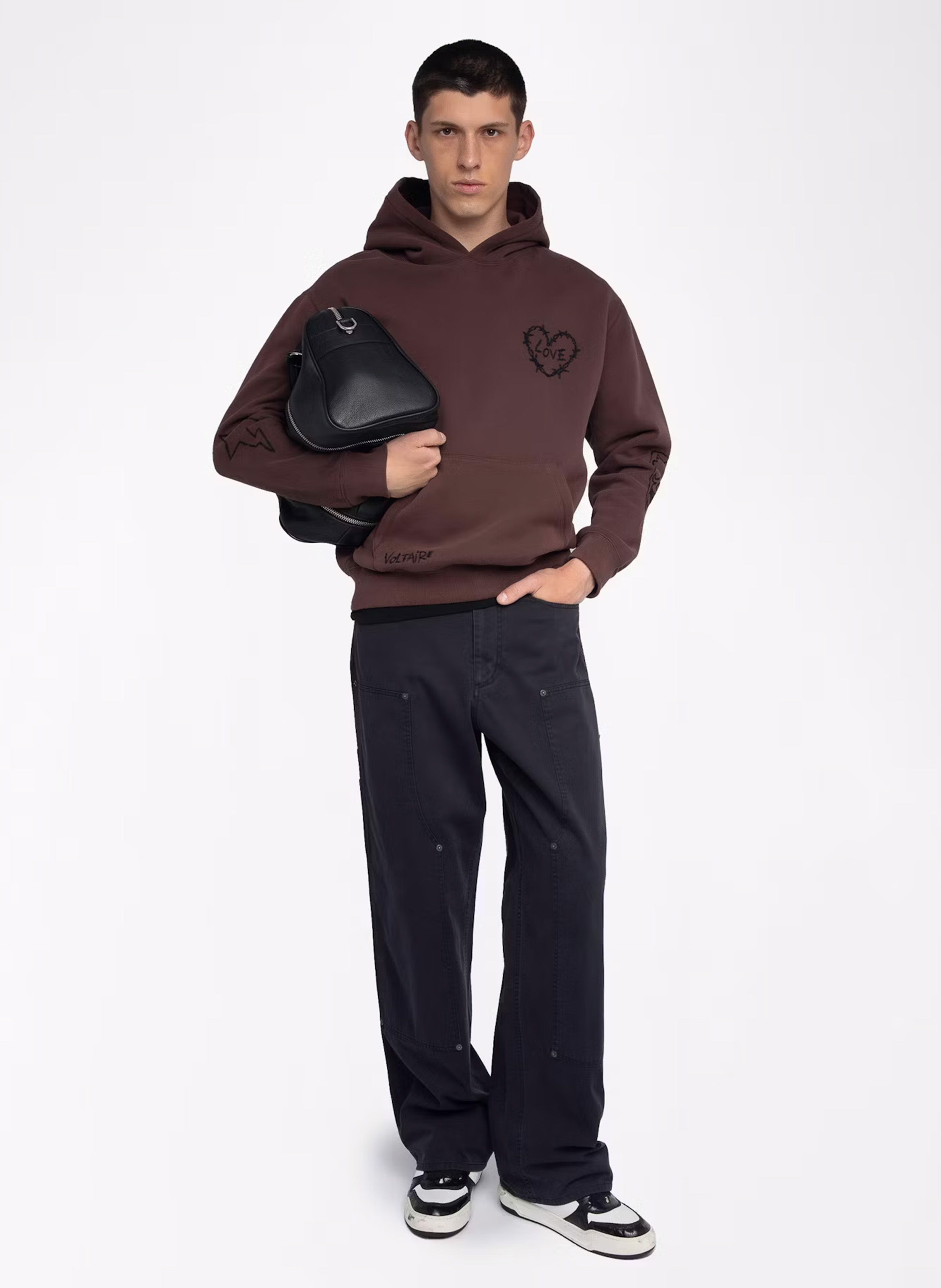 Sweat à capuche droit brodé en coton mélangé ZADIG&amp;VOLTAIRE Violet