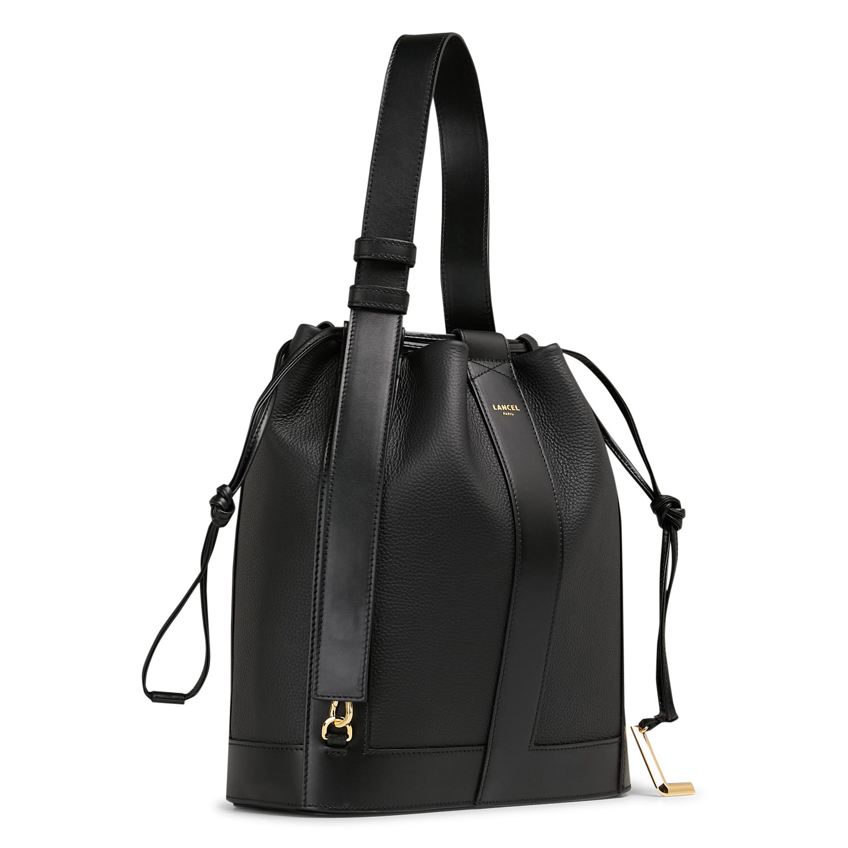 Sac seau en cuir LANCEL Noir