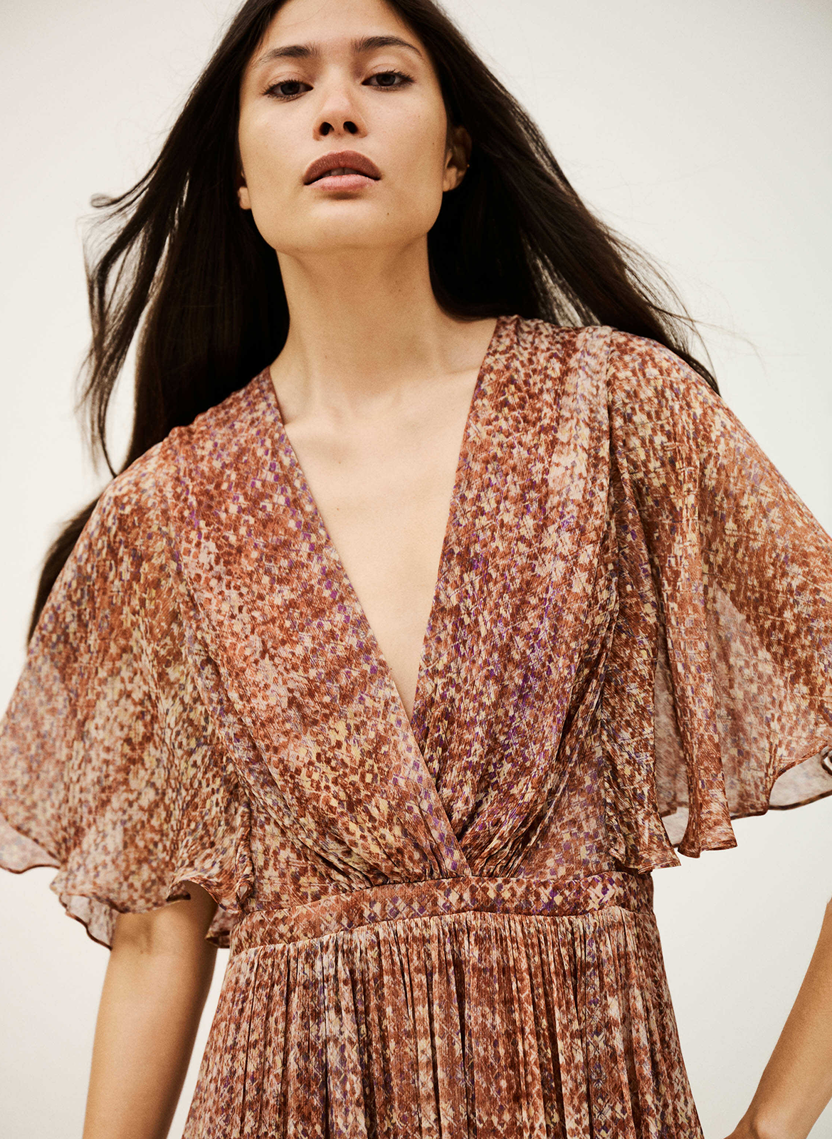 Halflange jurk met V-hals en print BA&SH Roze