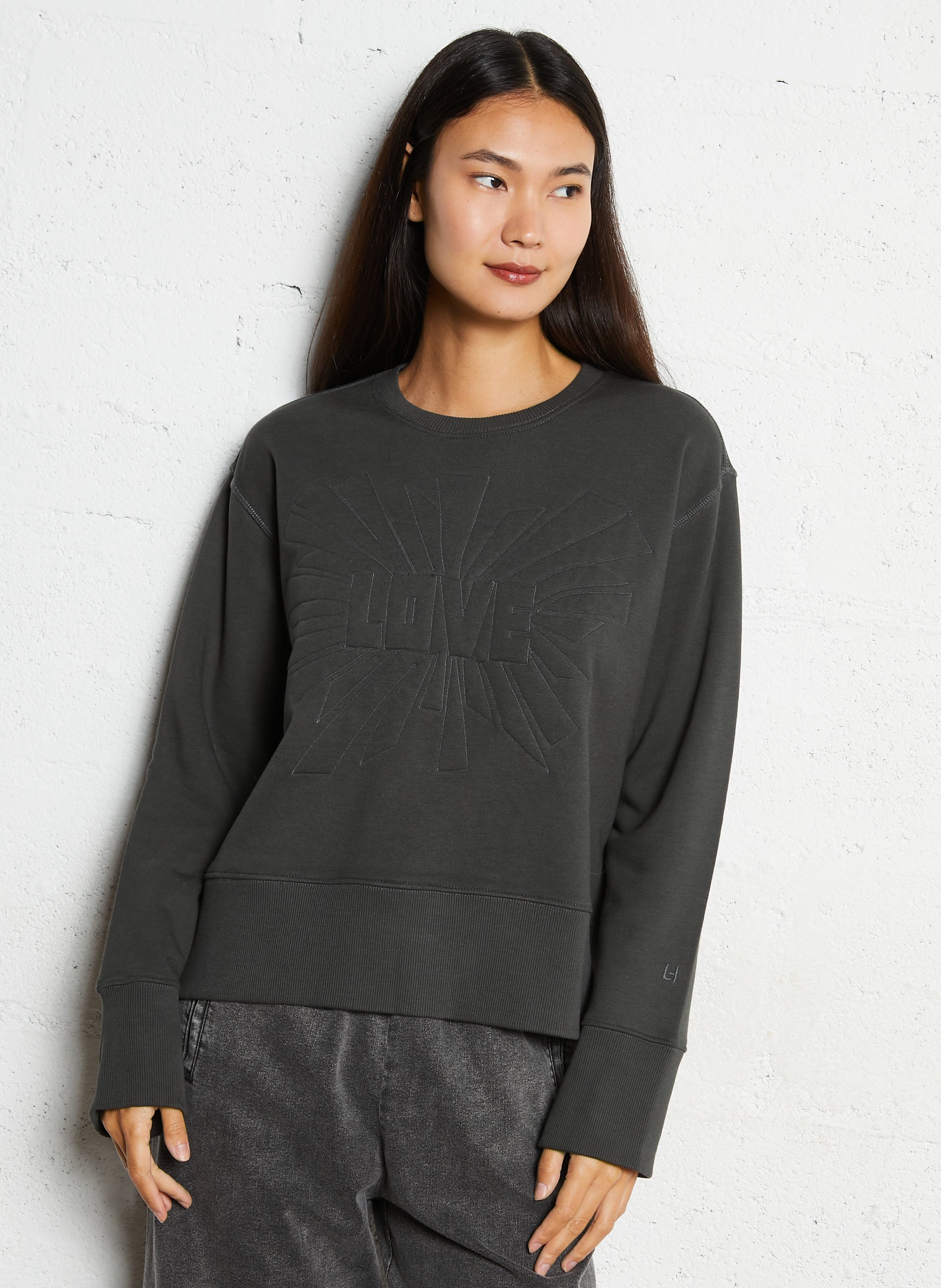 Sweater met ronde hals | biokatoenblend LEON & HARPER Grijs